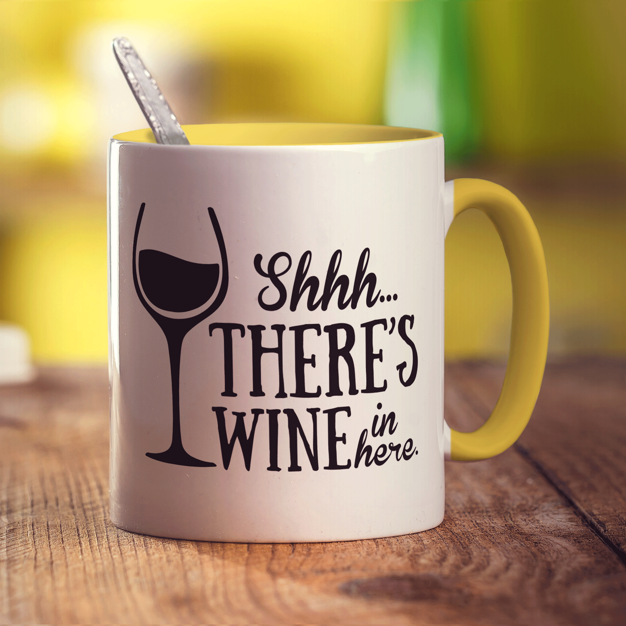 Shh There's Wine In Here Mug - Standard 330ml (11oz) / Yellow