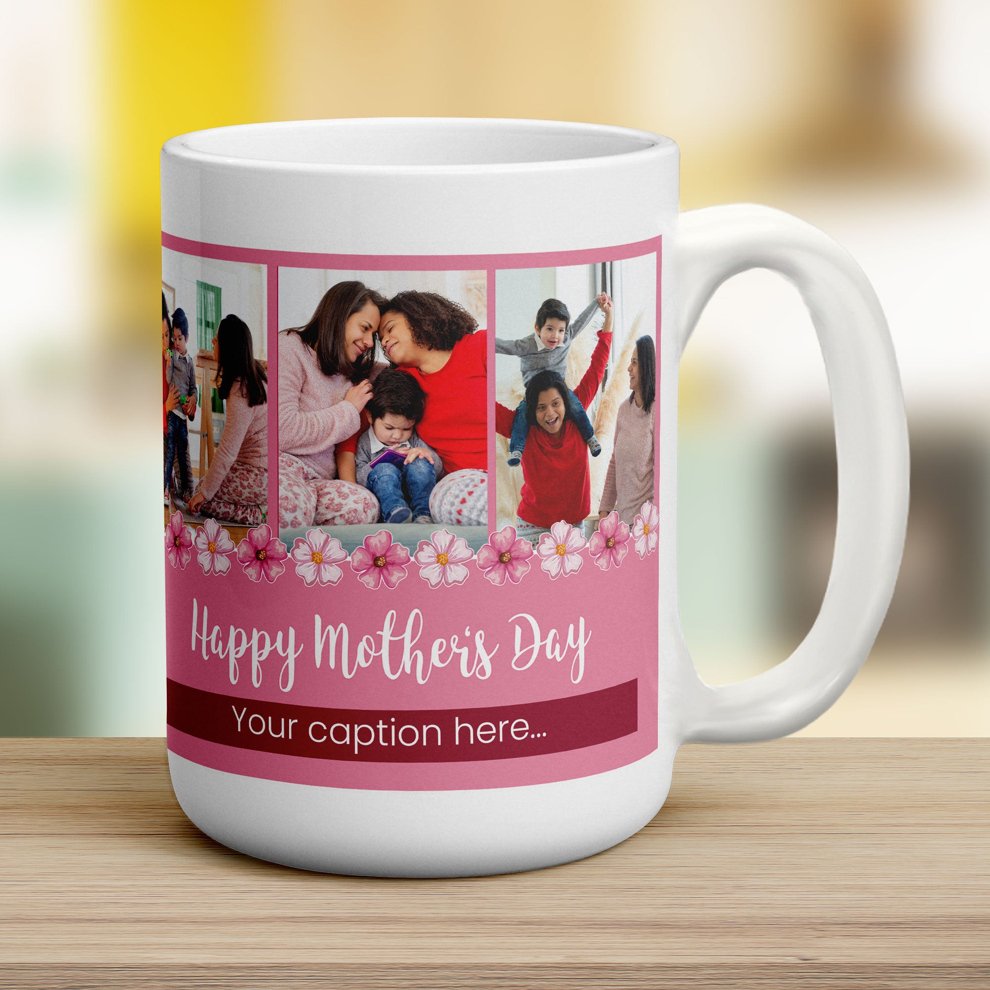 3 Photo Mother's Day Mug With Caption