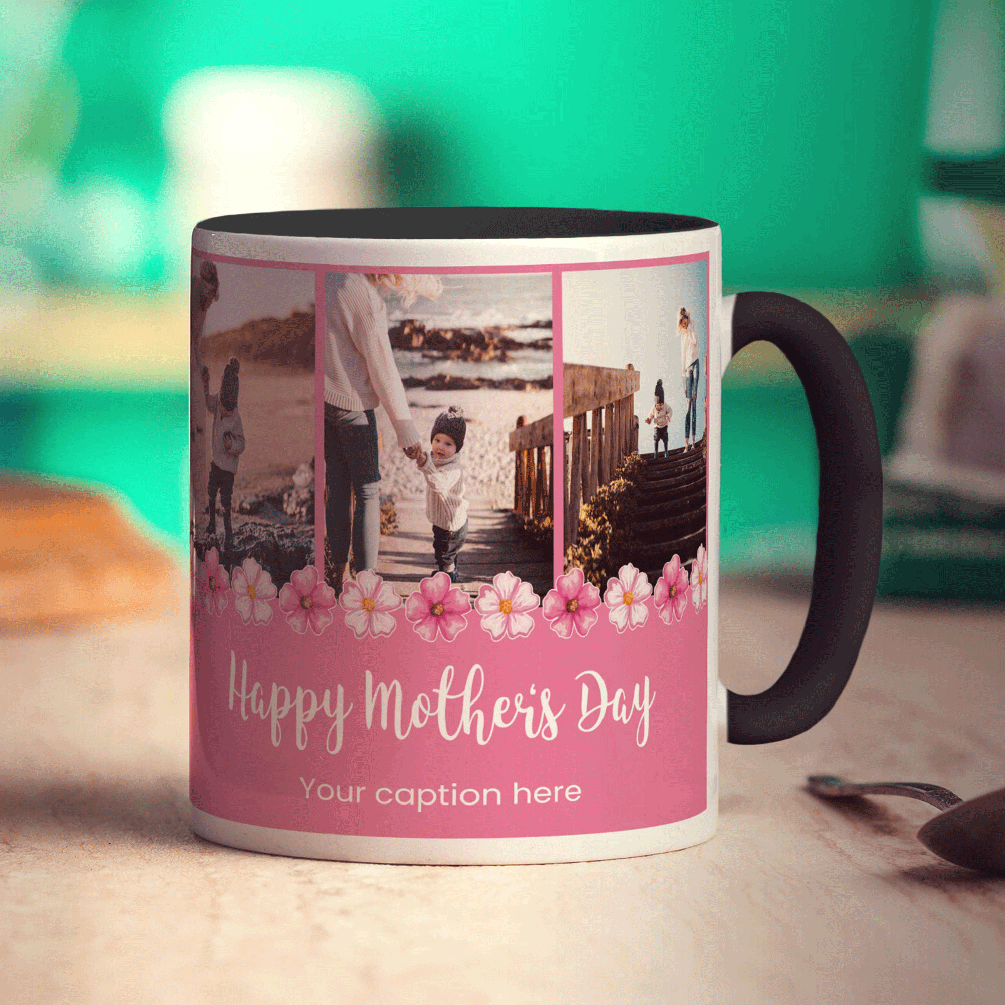 3 Photo Mother's Day Mug With Caption