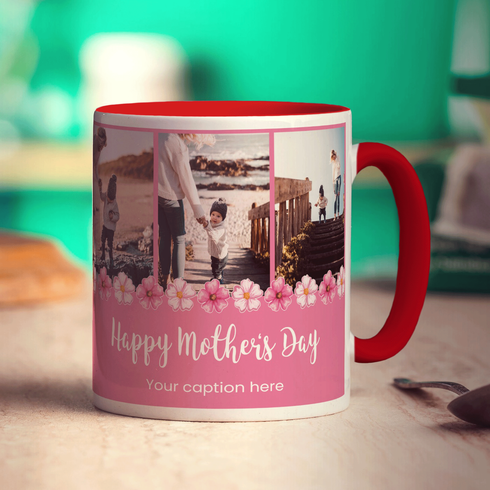3 Photo Mother's Day Mug With Caption