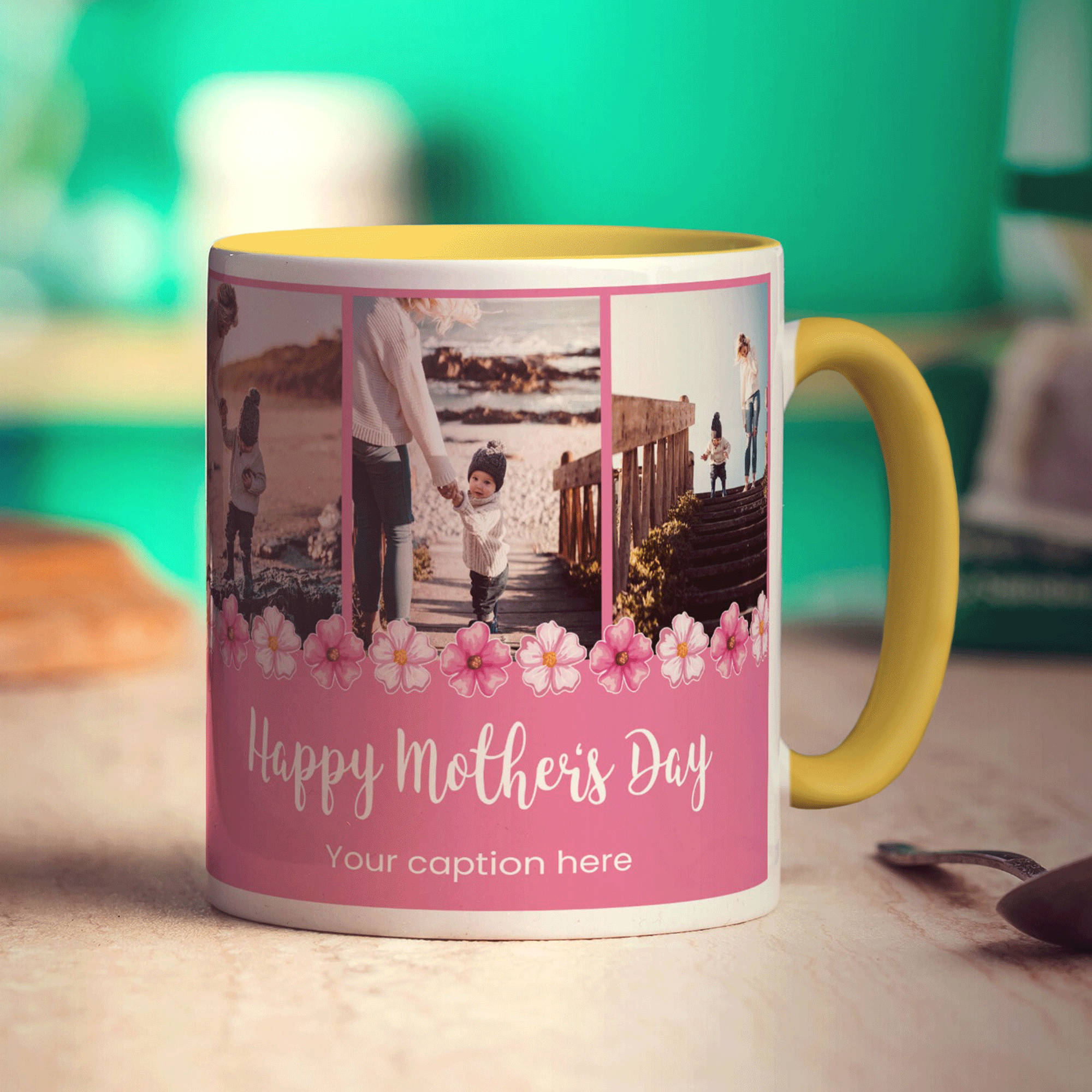 3 Photo Mother's Day Mug With Caption