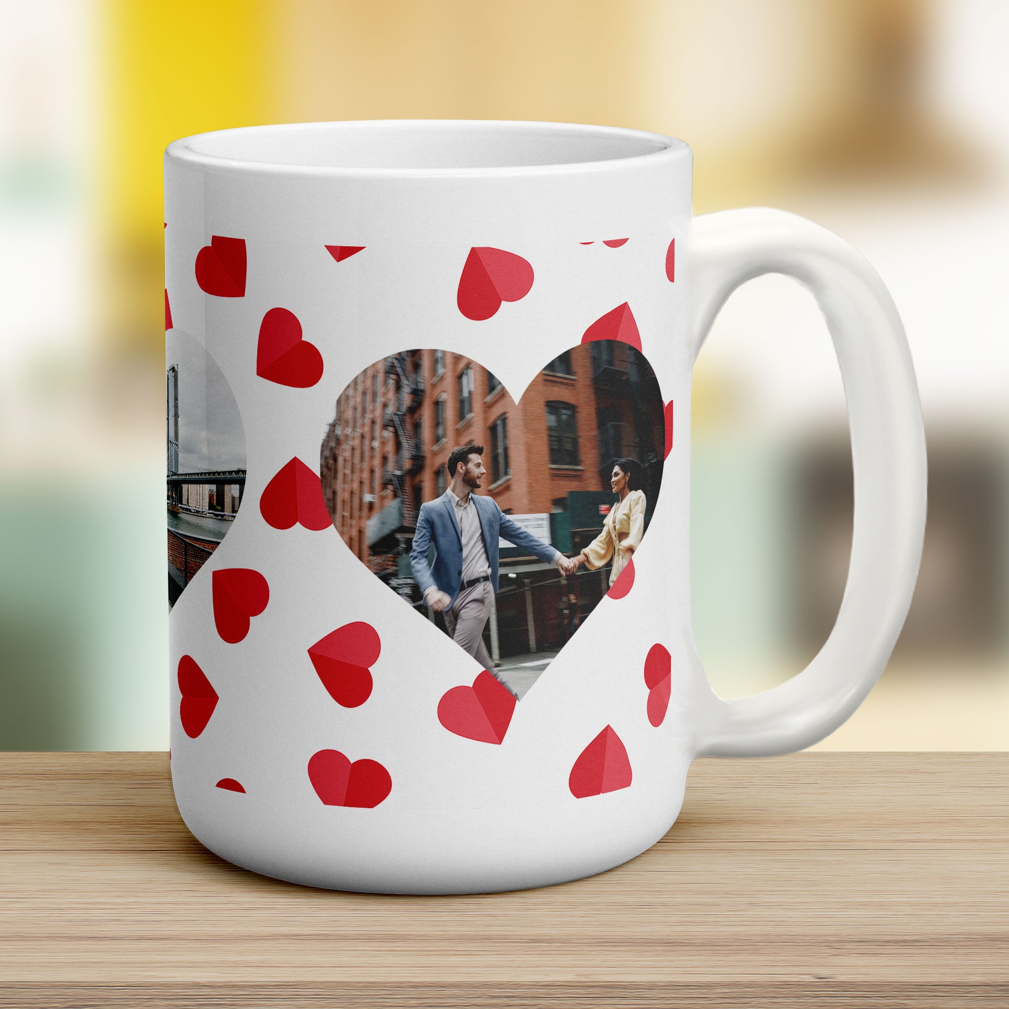 3 Heart Photo Panoramic Mug