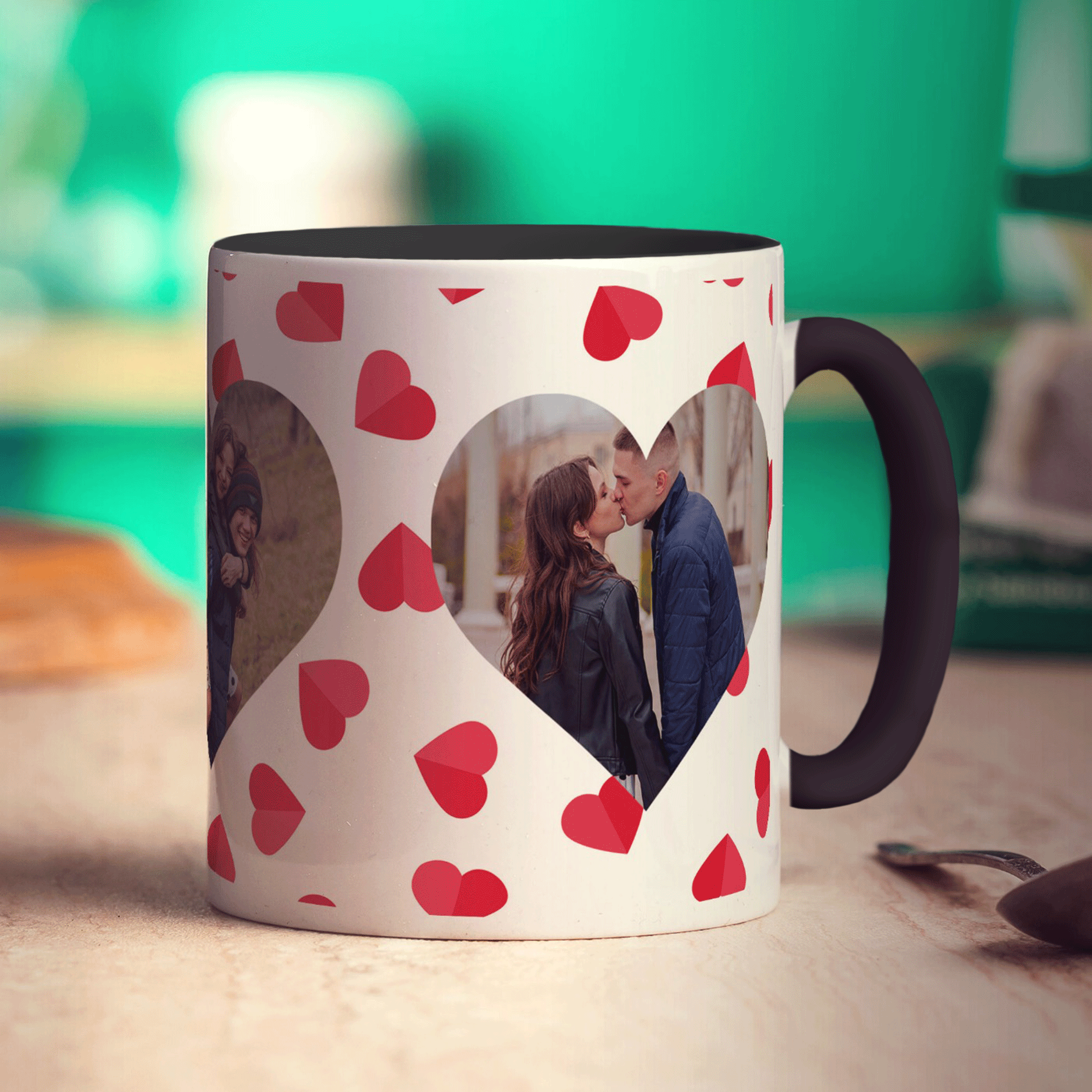 3 Heart Photo Panoramic Mug