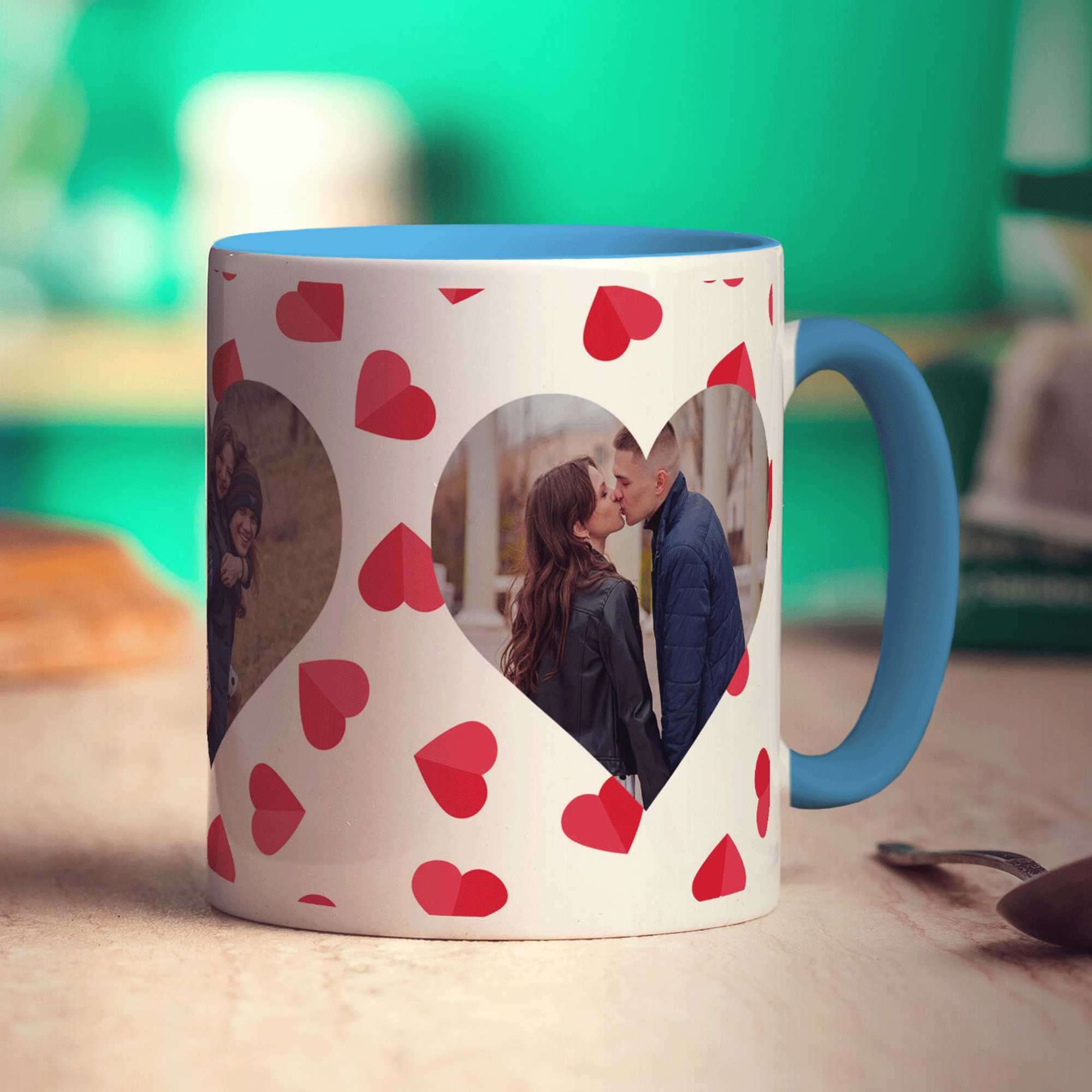 3 Heart Photo Panoramic Mug