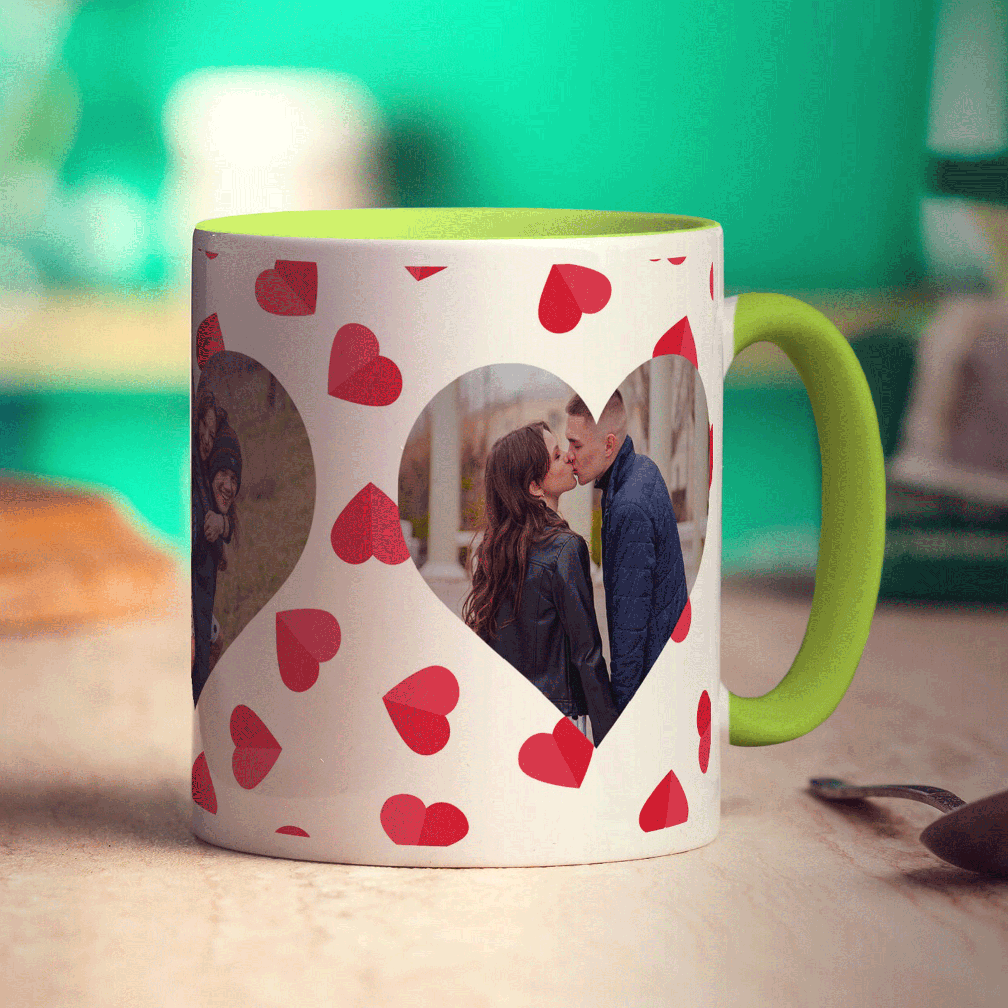 3 Heart Photo Panoramic Mug