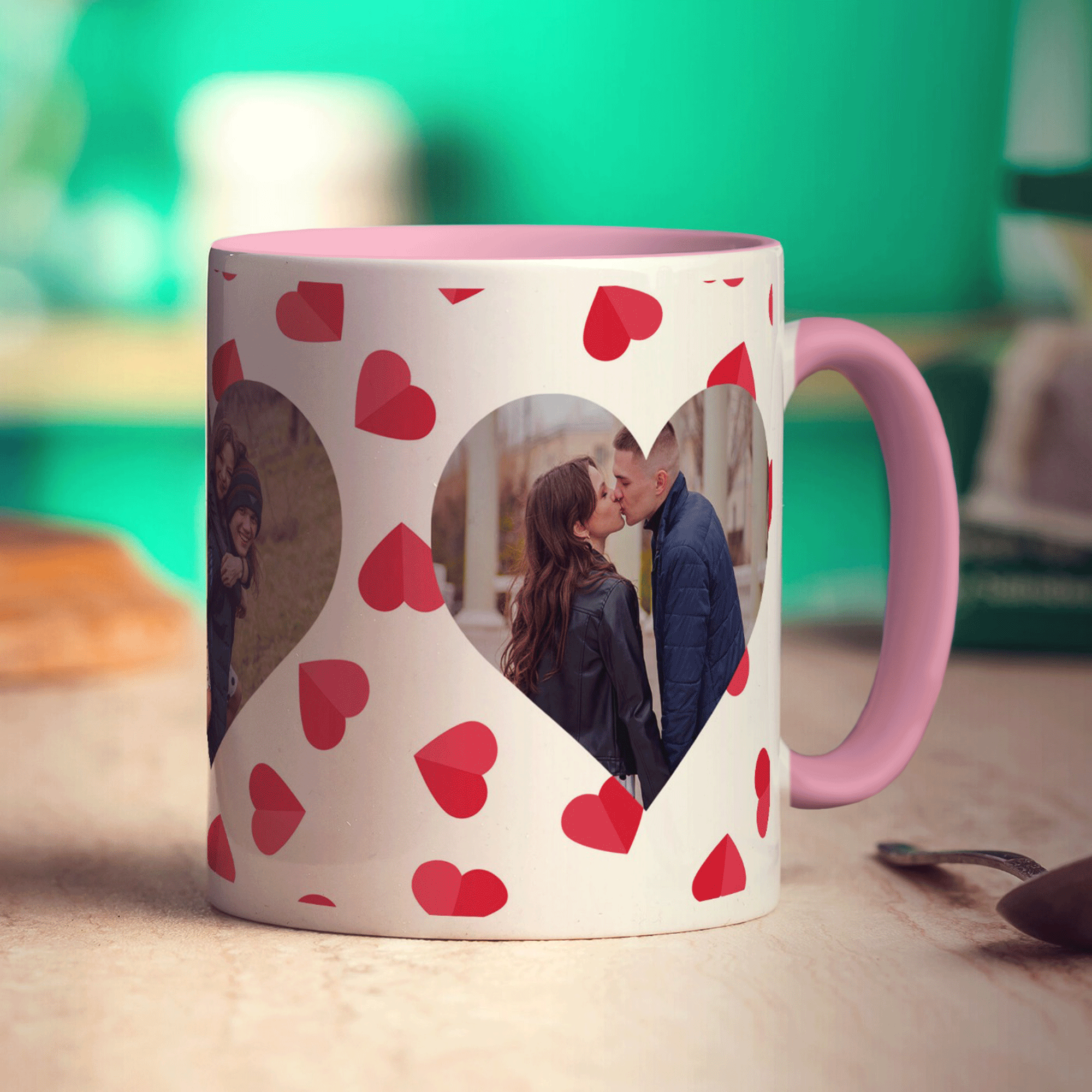 3 Heart Photo Panoramic Mug