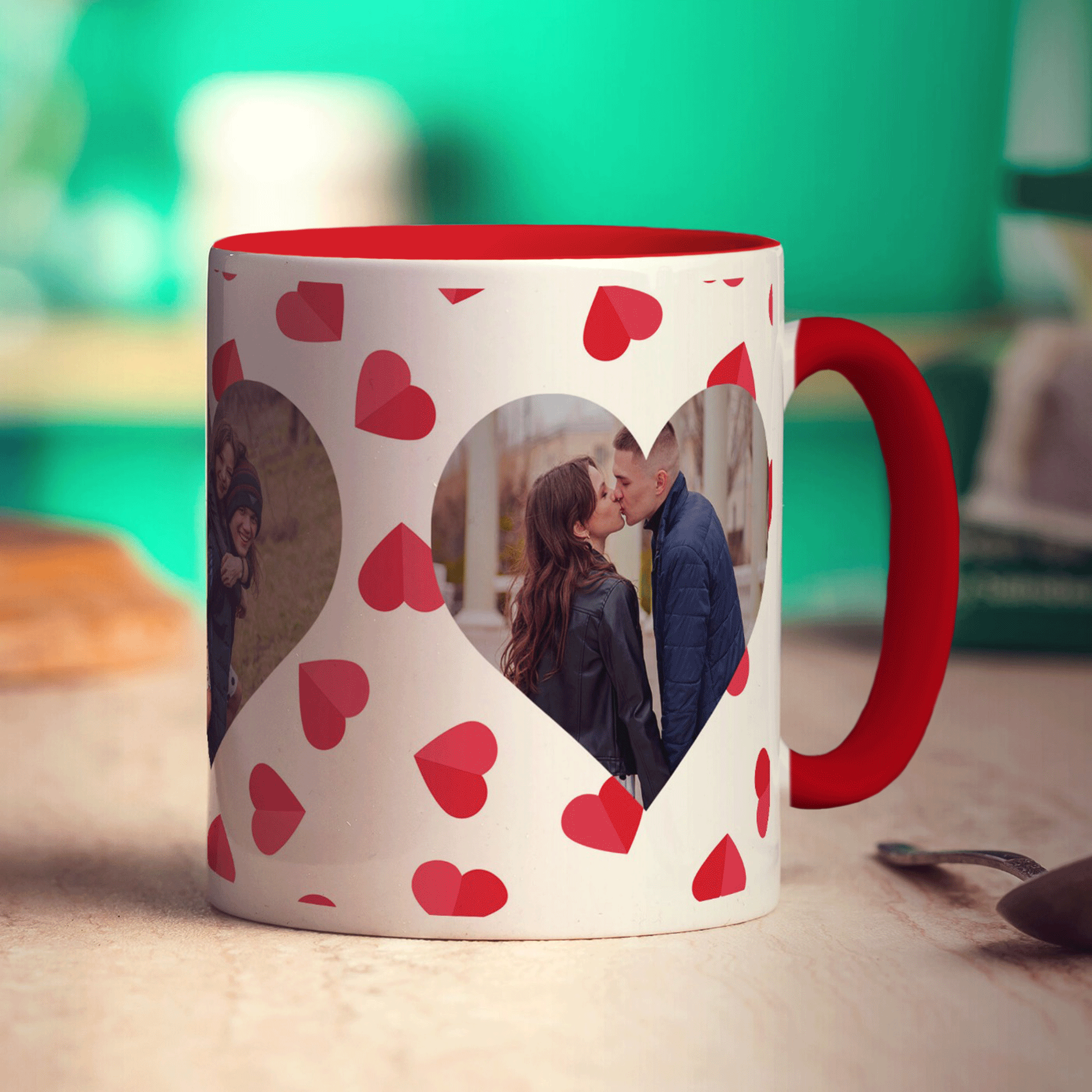 3 Heart Photo Panoramic Mug