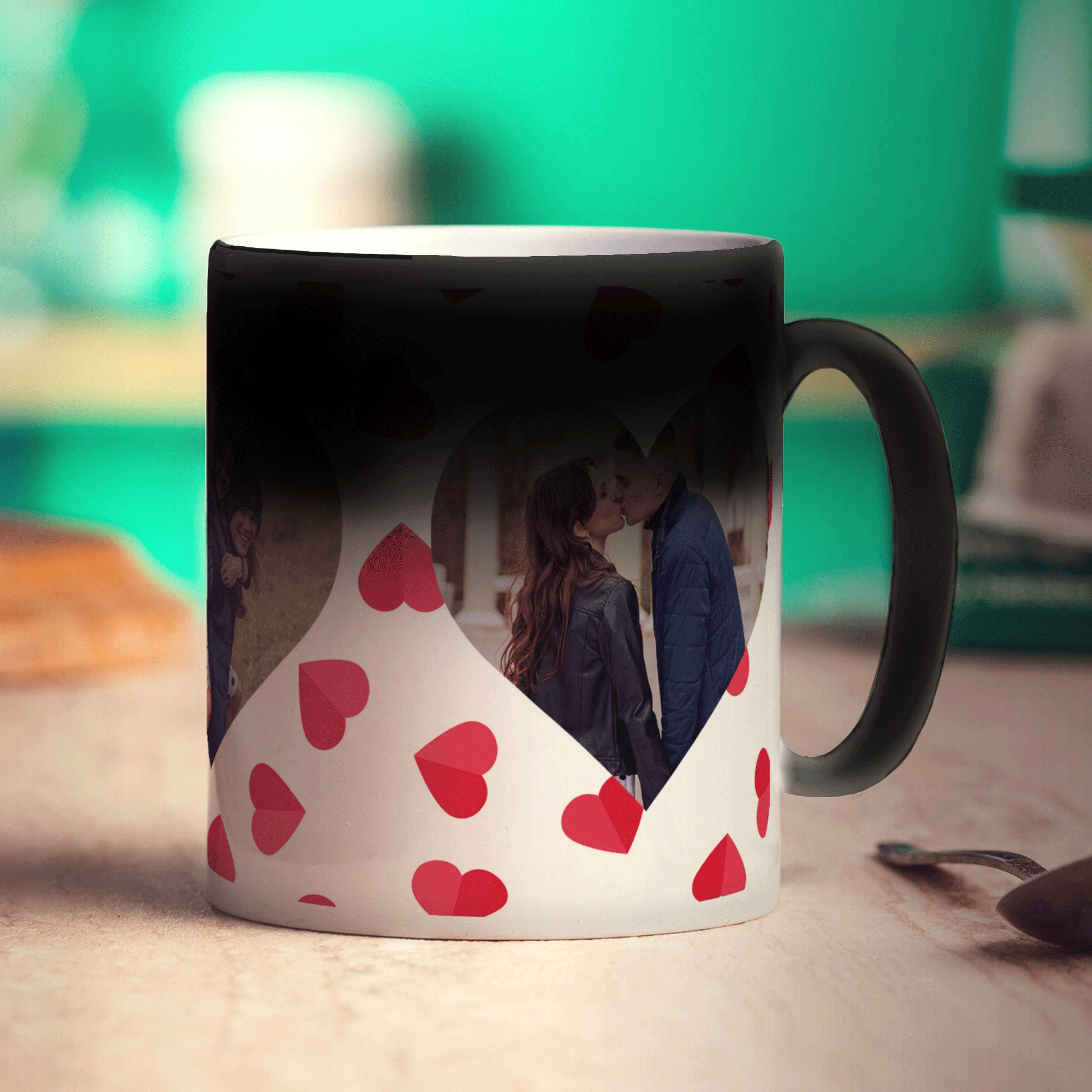 3 Heart Photo Panoramic Mug