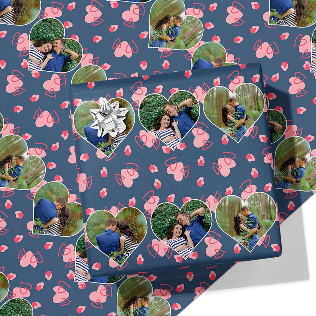 3 Heart Photo Wrapping Paper