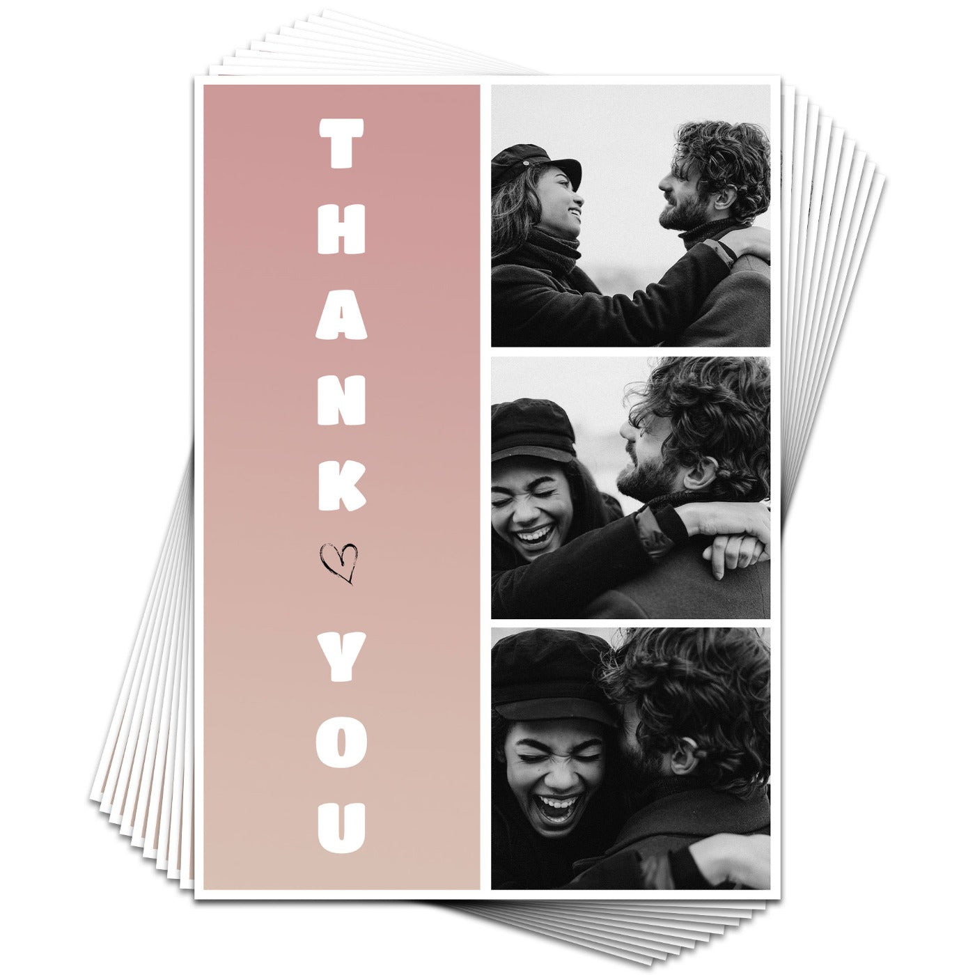 3 Image Thank You Heart Card - Pack of 10
