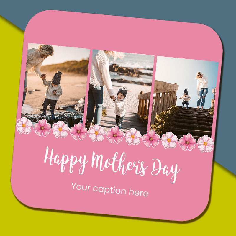 3 Photo Caption Mother's Day Coaster