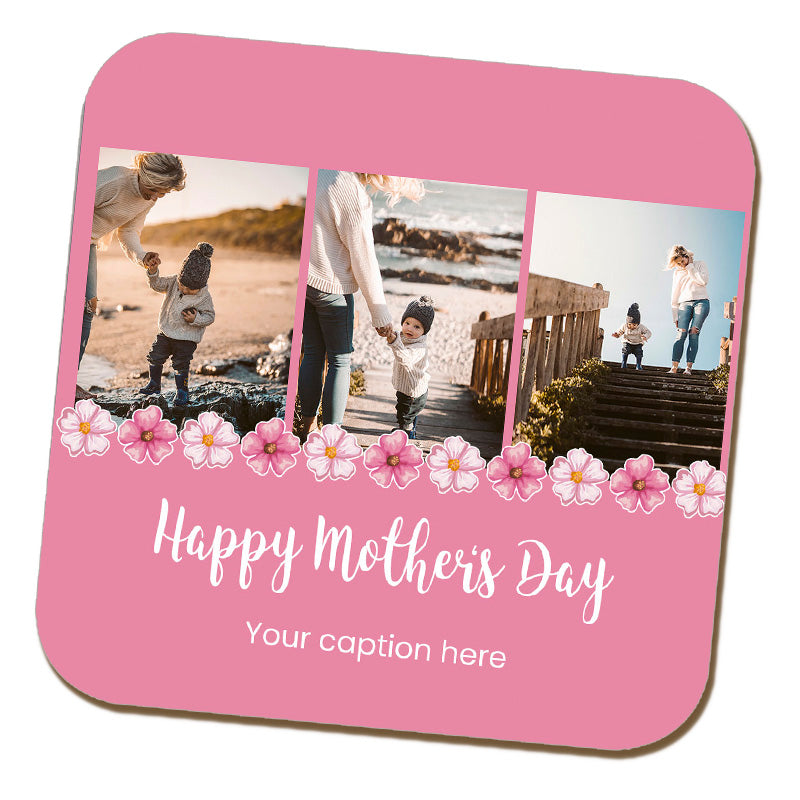 3 Photo Caption Mother's Day Coaster