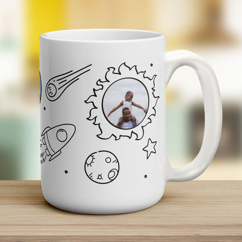 3 Photo Space Doodle Mug - Jumbo 440ml (15oz) / White
