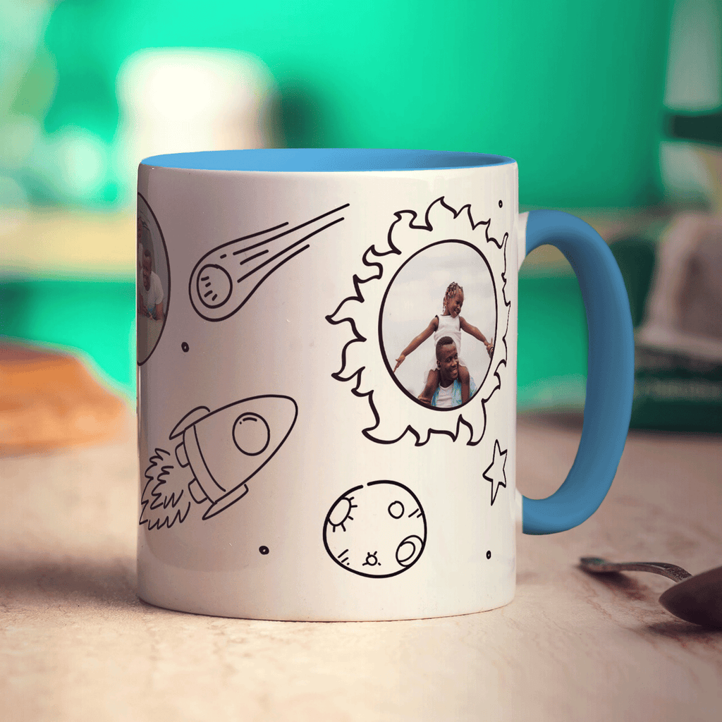 3 Photo Space Doodle Mug - Standard 330ml (11oz) / Blue
