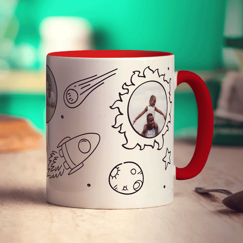 3 Photo Space Doodle Mug - Standard 330ml (11oz) / Red