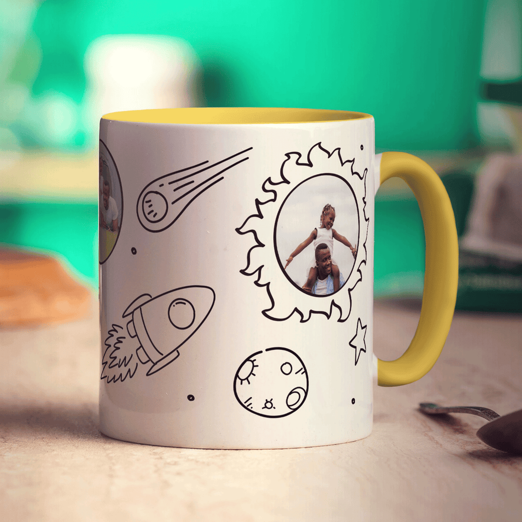 3 Photo Space Doodle Mug - Standard 330ml (11oz) / Yellow