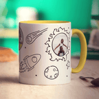 3 Photo Space Doodle Mug - Standard 330ml (11oz) / Yellow