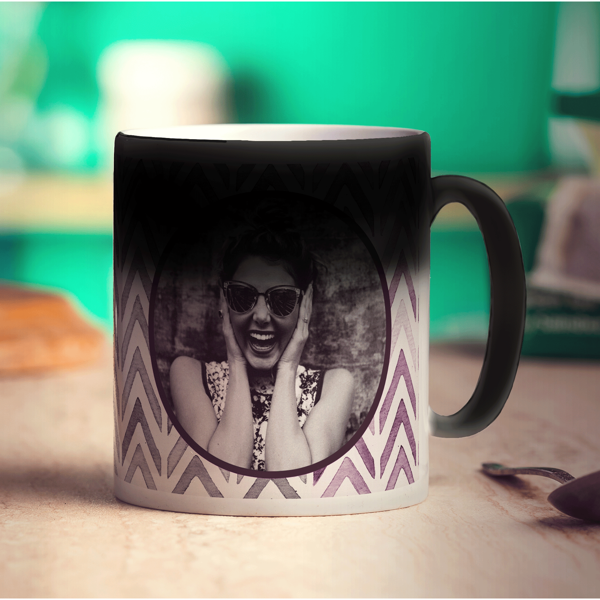 Purple Watercolour Chevron Photo Mug