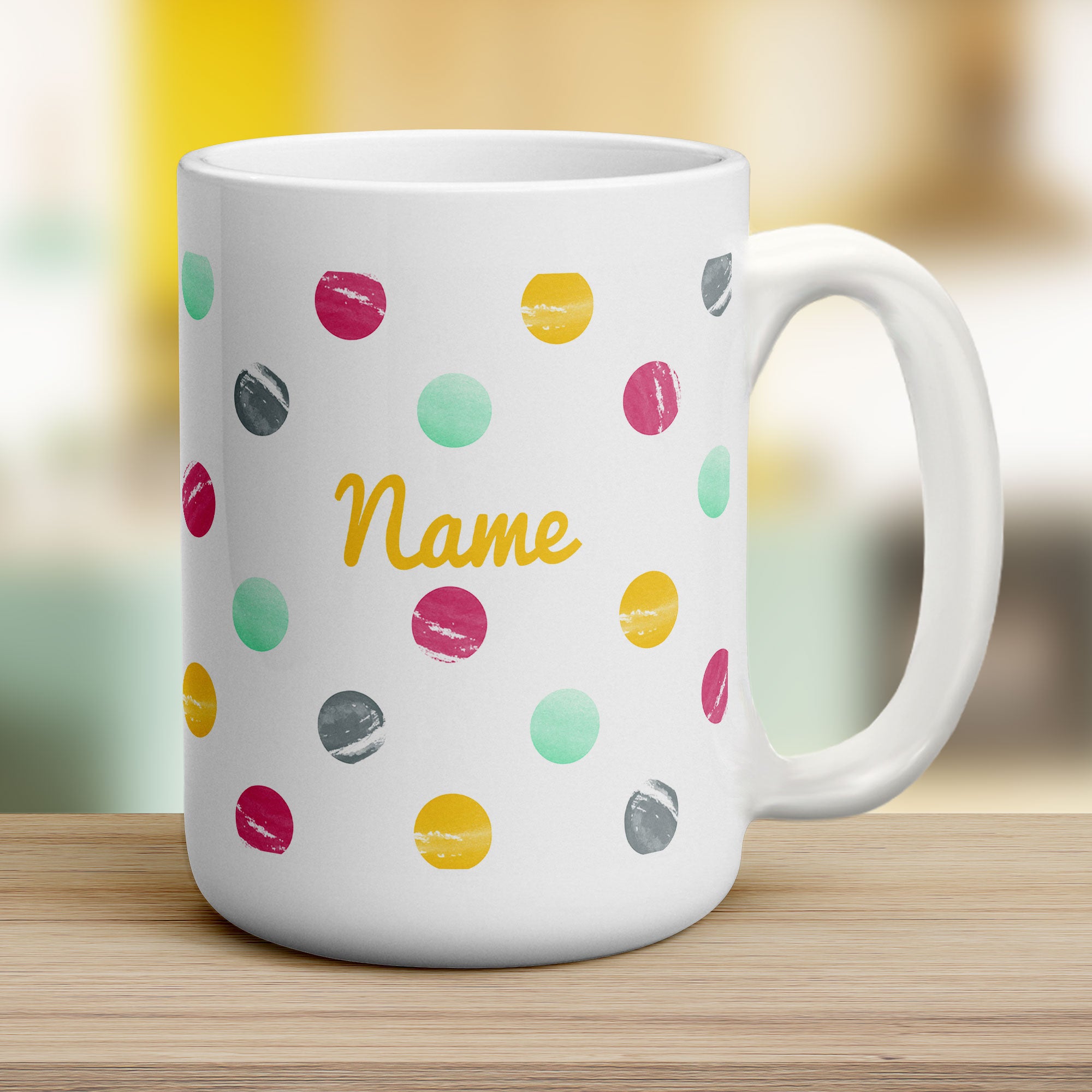 Watercolour Dotty Name Mug