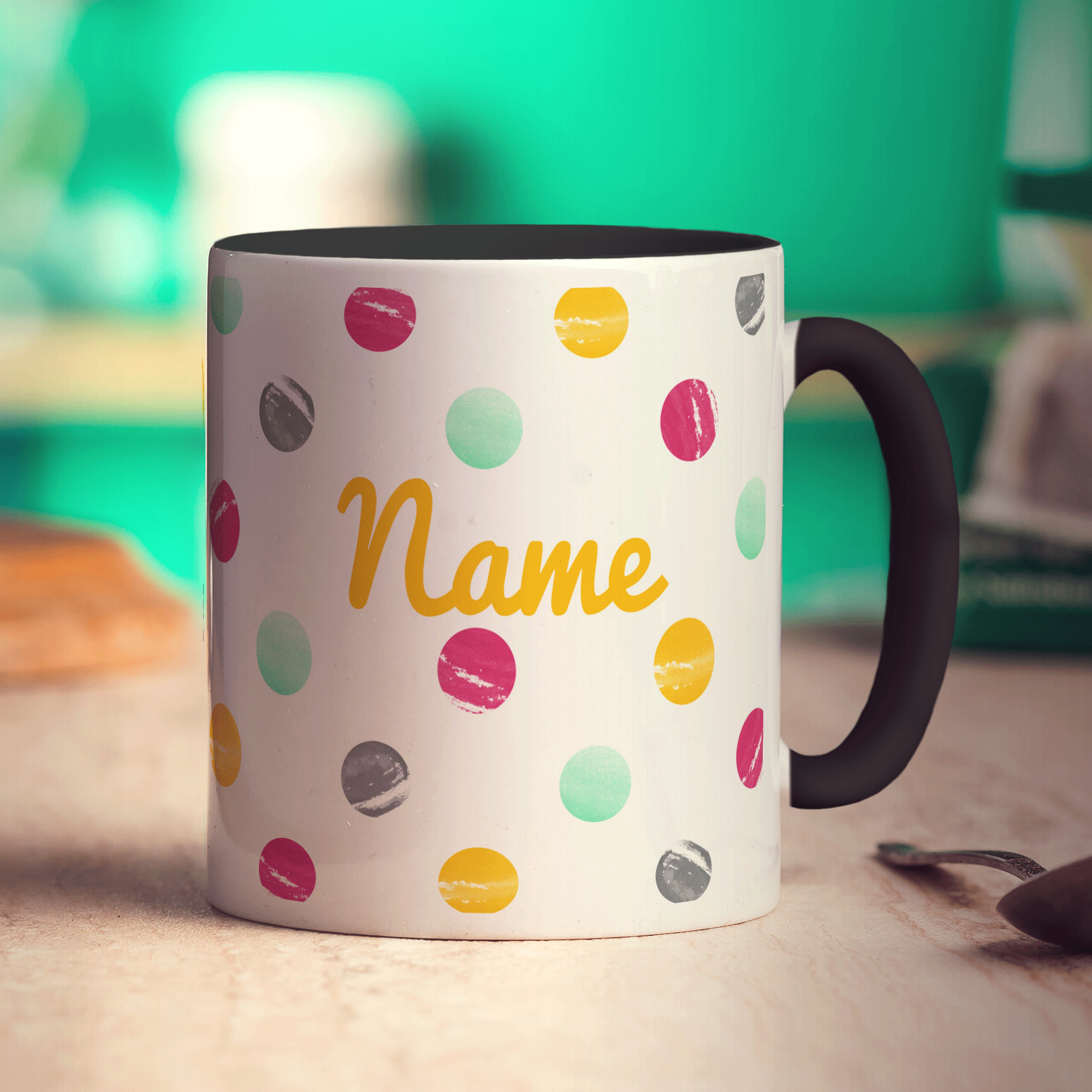 Watercolour Dotty Name Mug