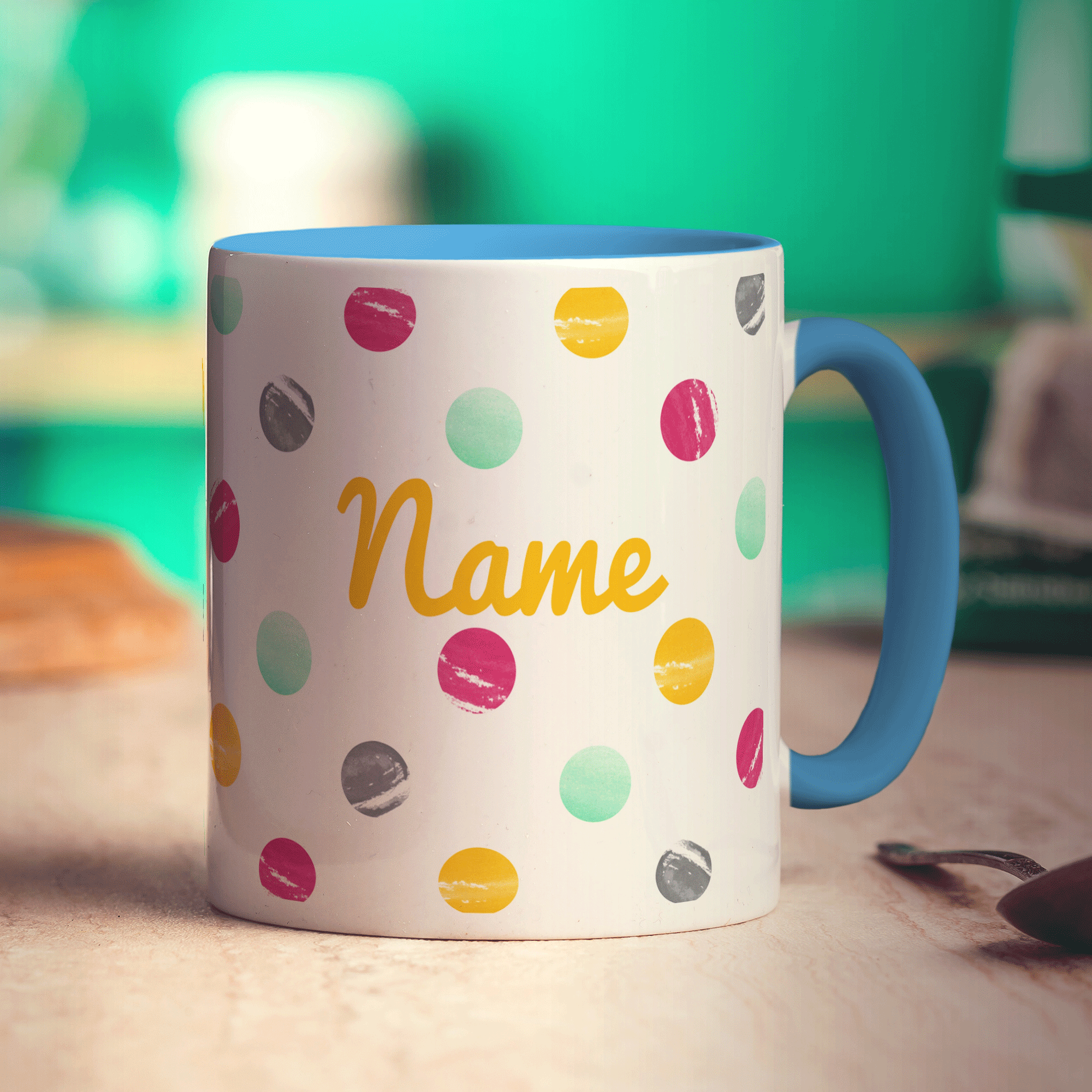 Watercolour Dotty Name Mug