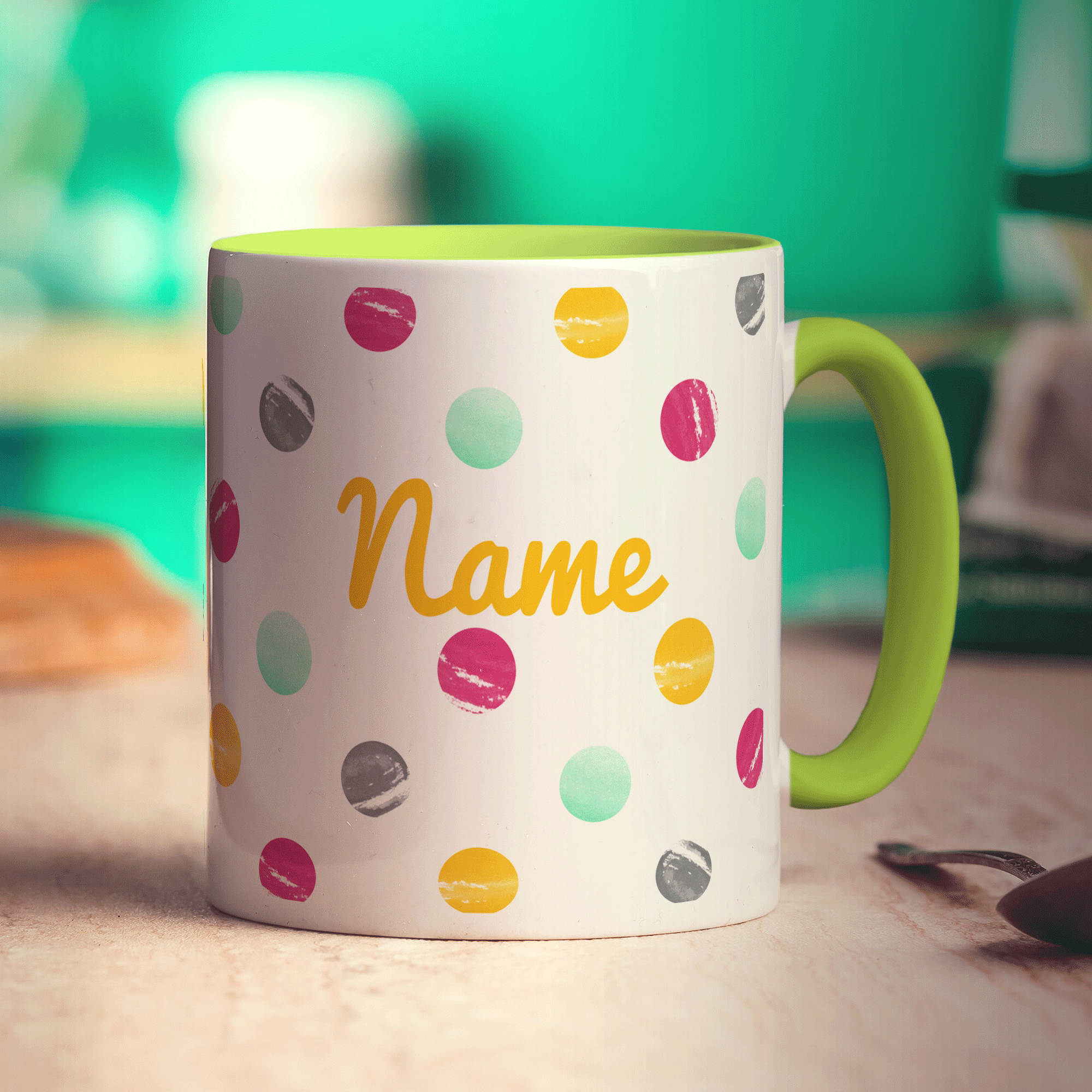 Watercolour Dotty Name Mug