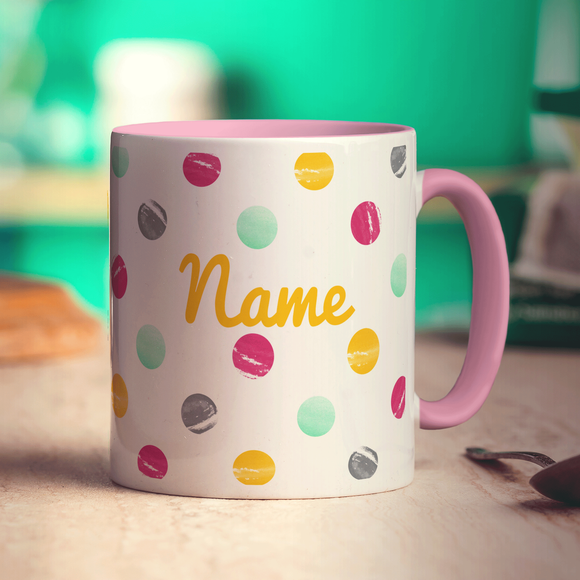 Watercolour Dotty Name Mug