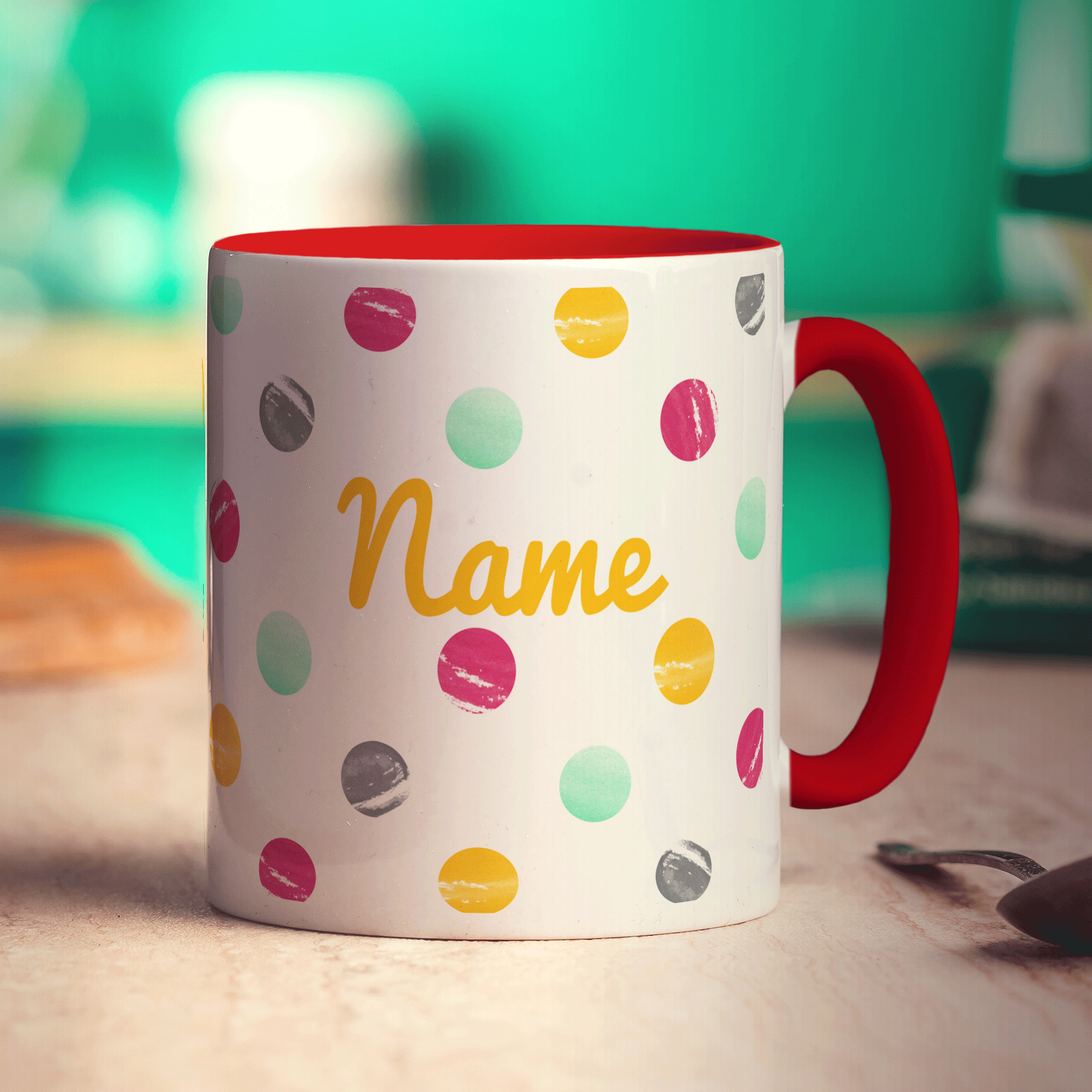 Watercolour Dotty Name Mug