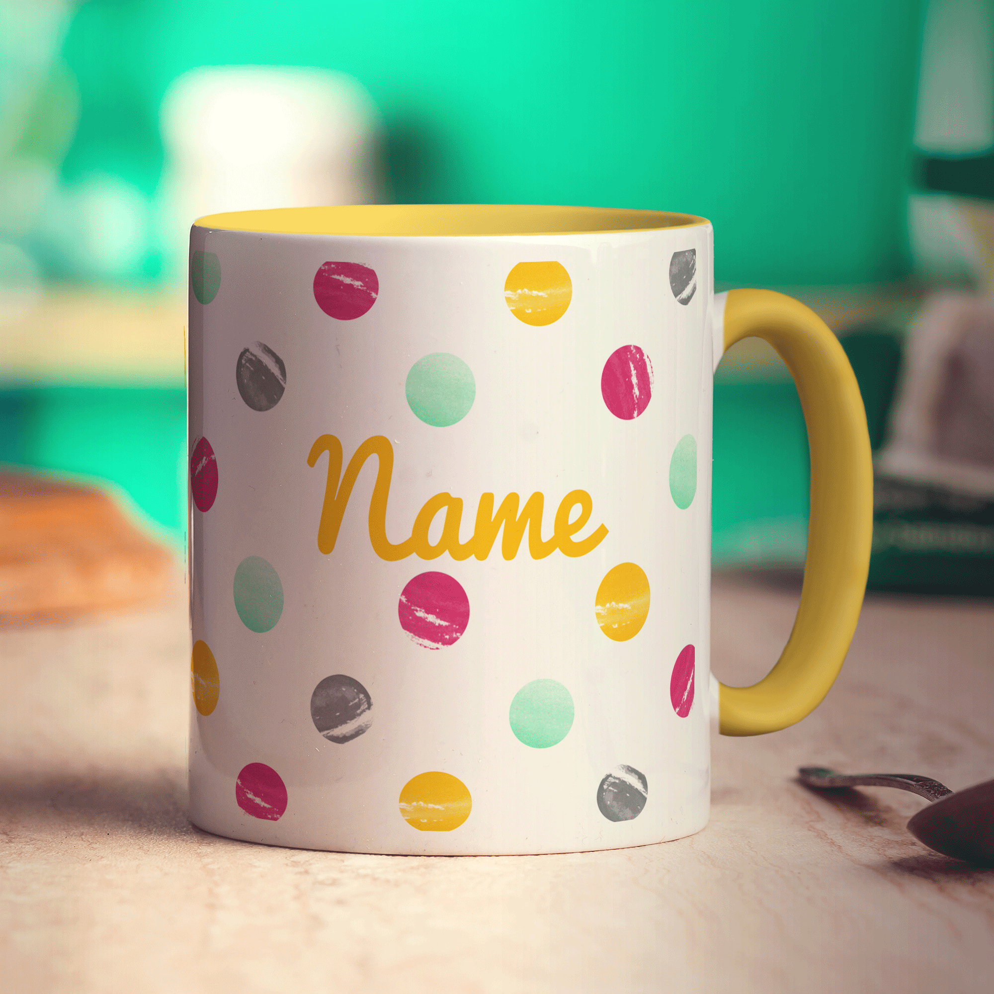 Watercolour Dotty Name Mug