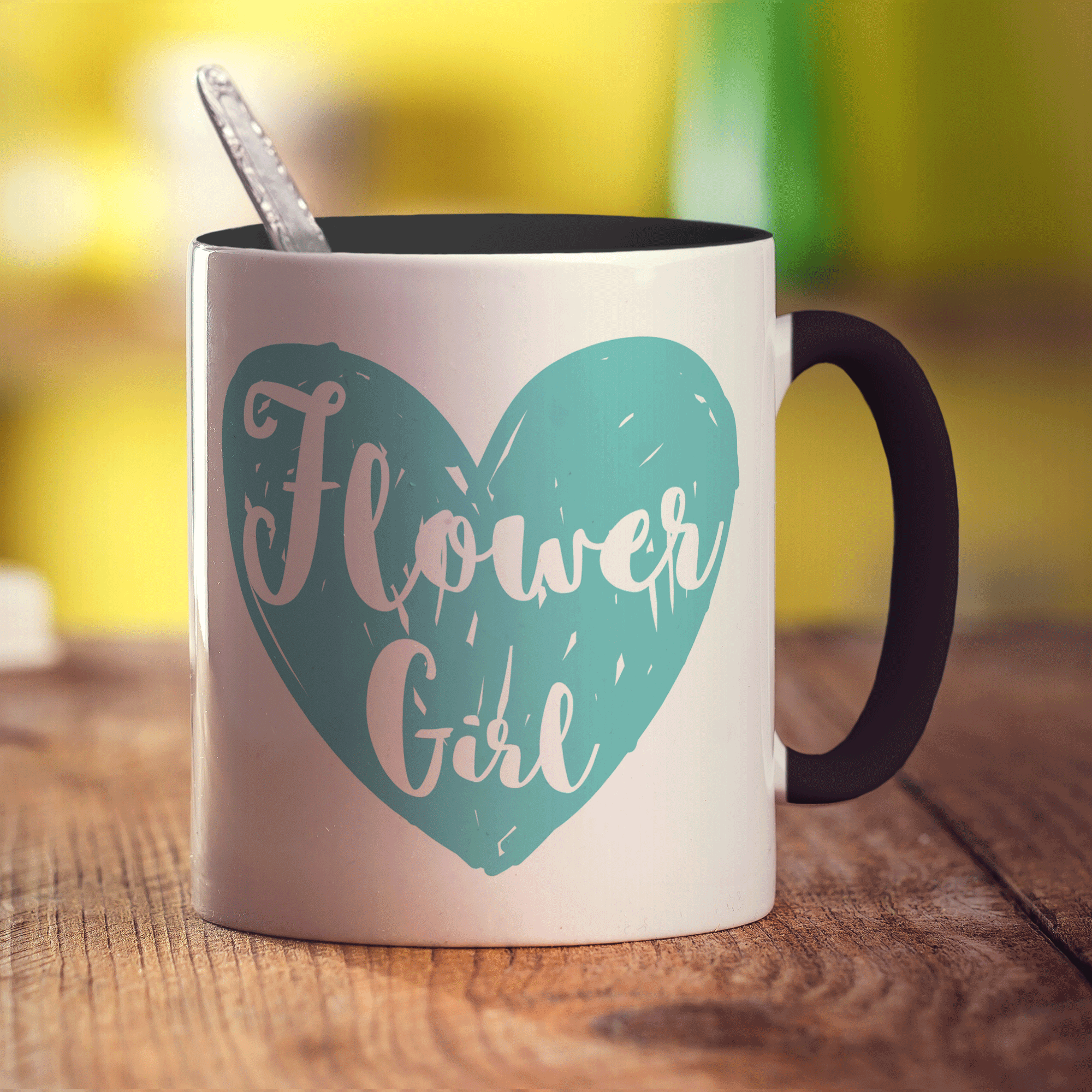 Flower Girl Heart Name Mug