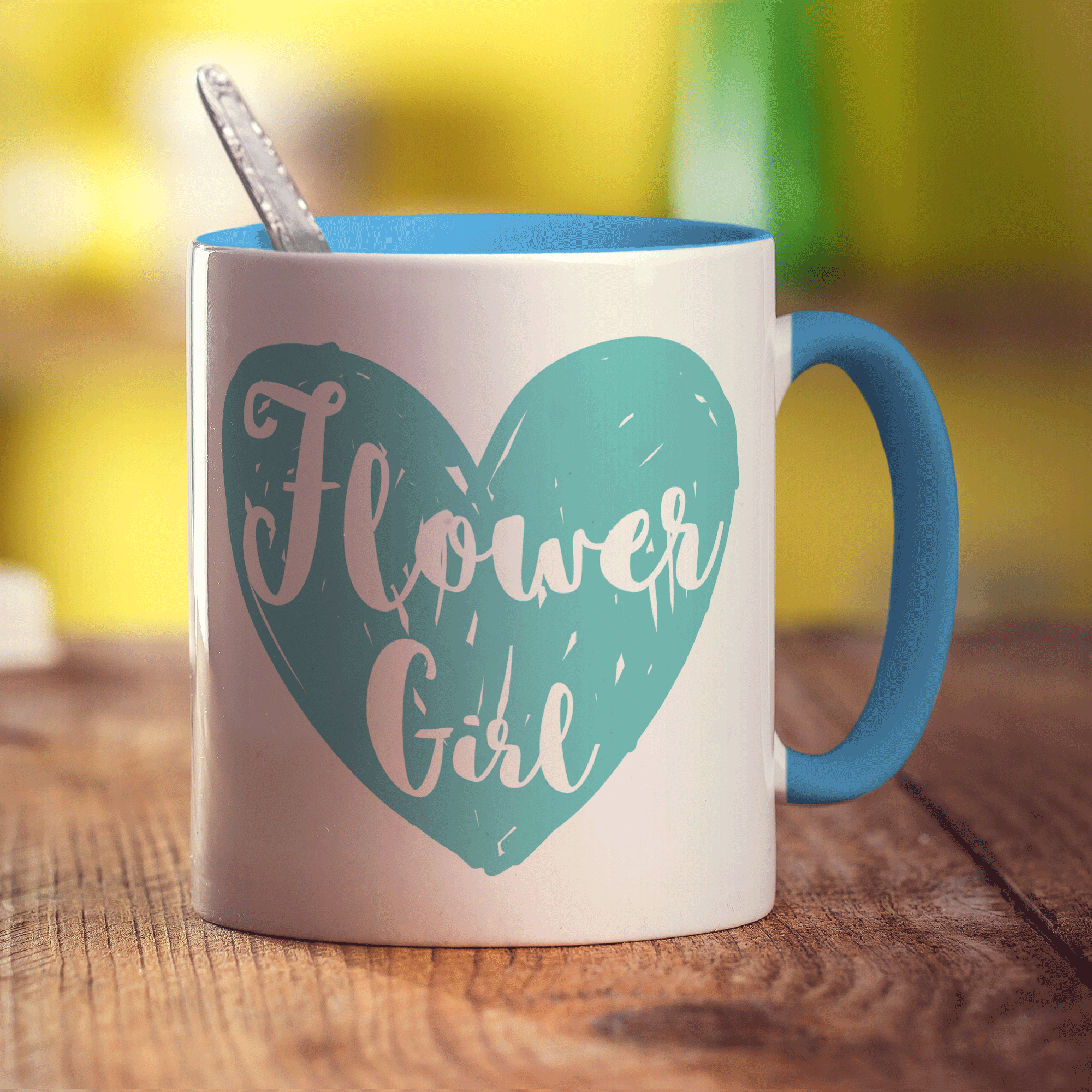 Flower Girl Heart Name Mug