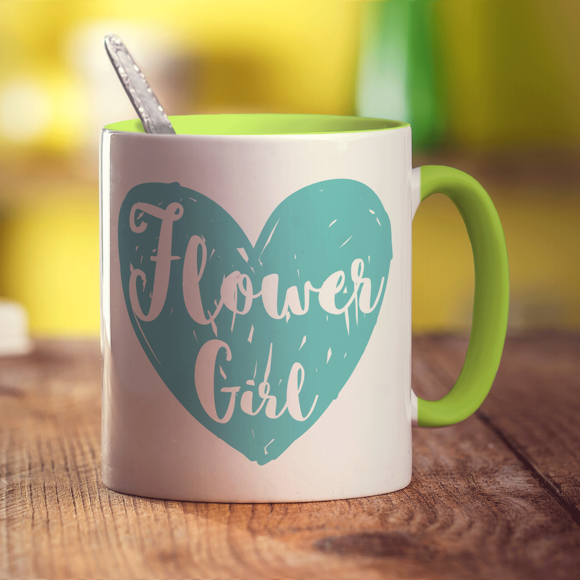 Flower Girl Heart Name Mug