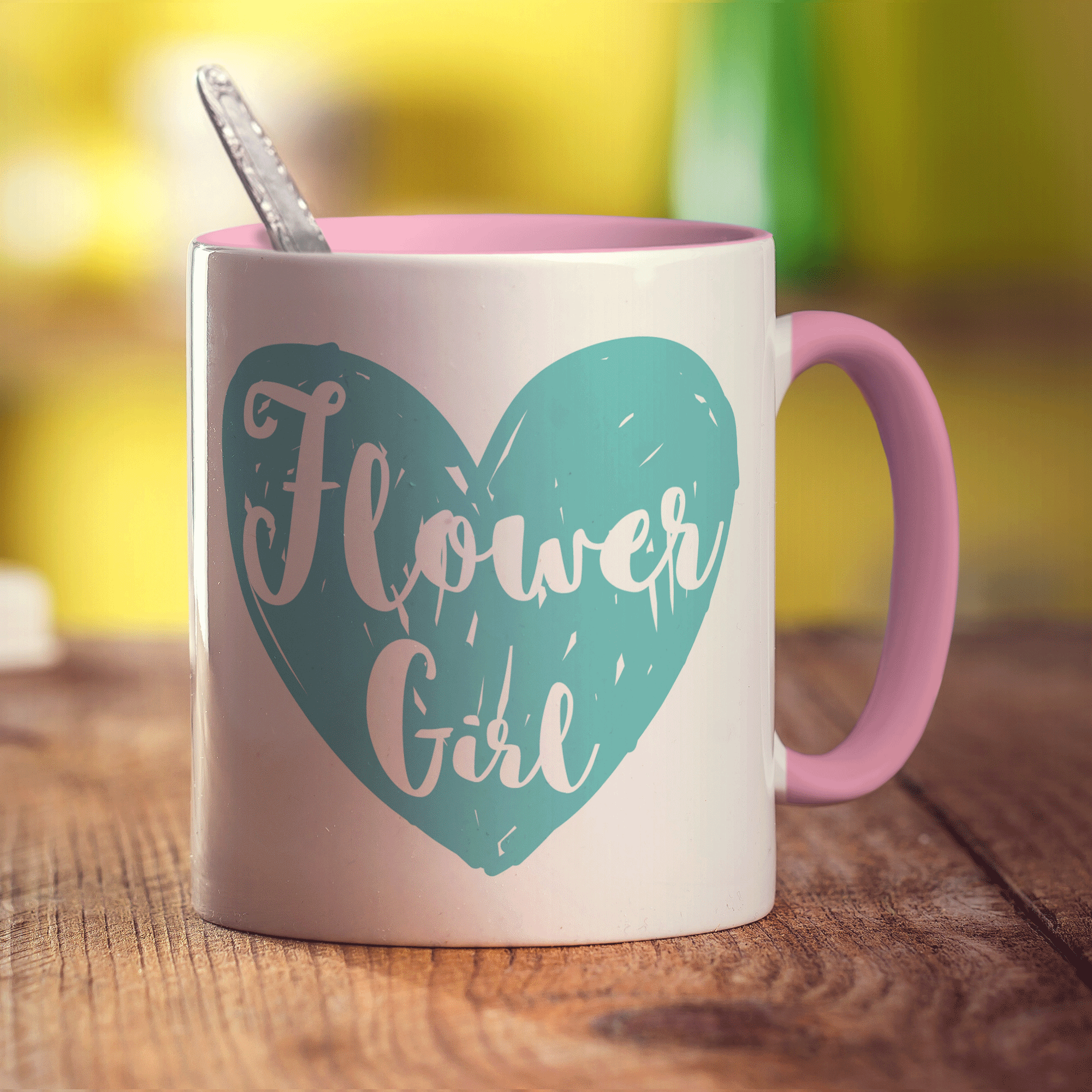 Flower Girl Heart Name Mug
