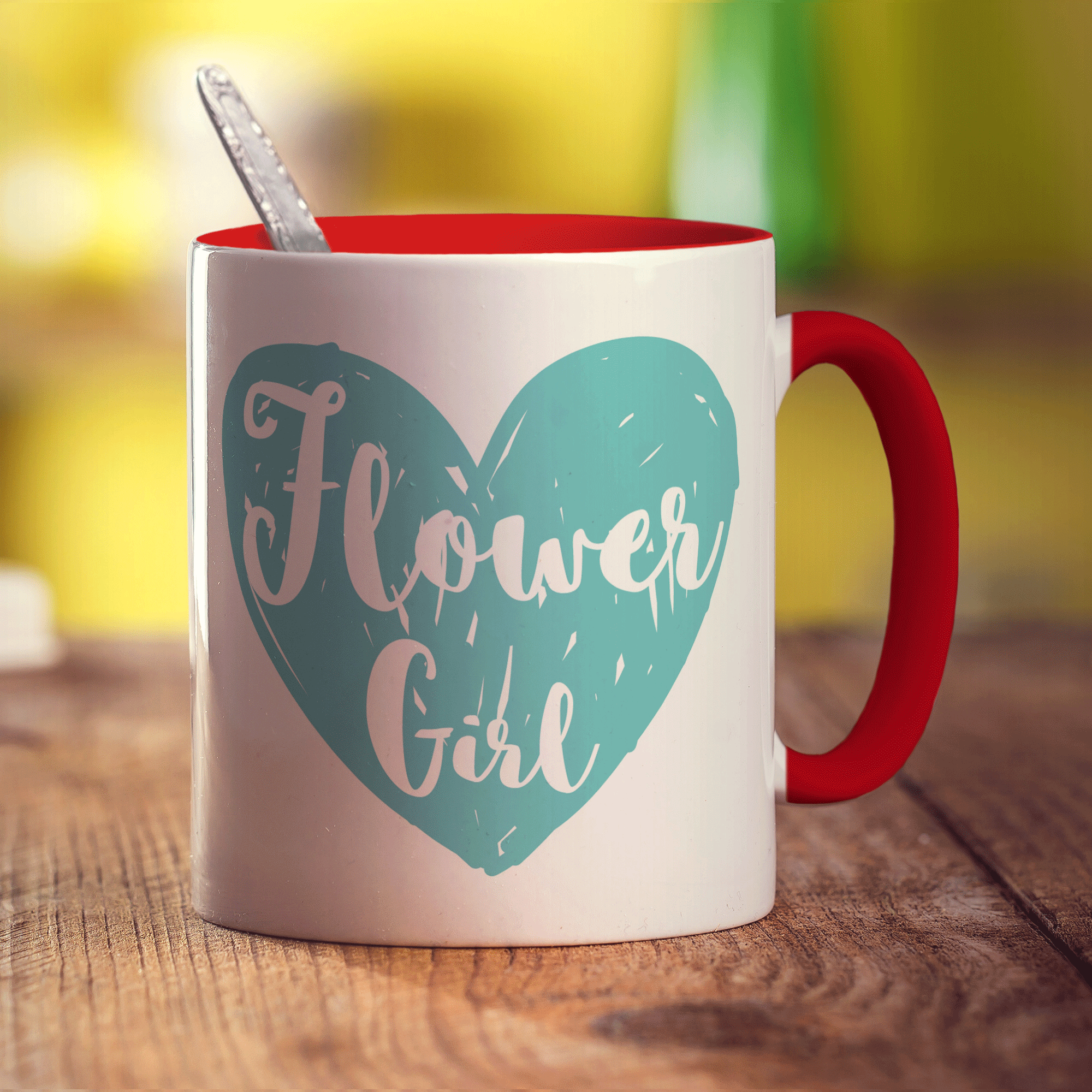 Flower Girl Heart Name Mug