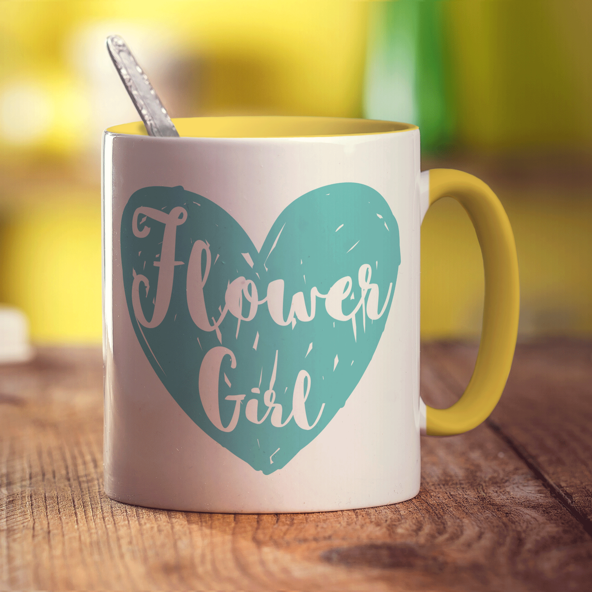 Flower Girl Heart Name Mug