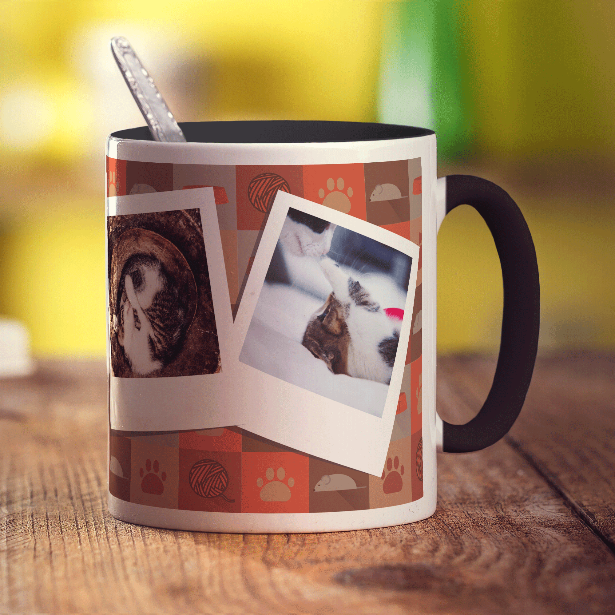 Cat Pattern Polaroid Photo Mug