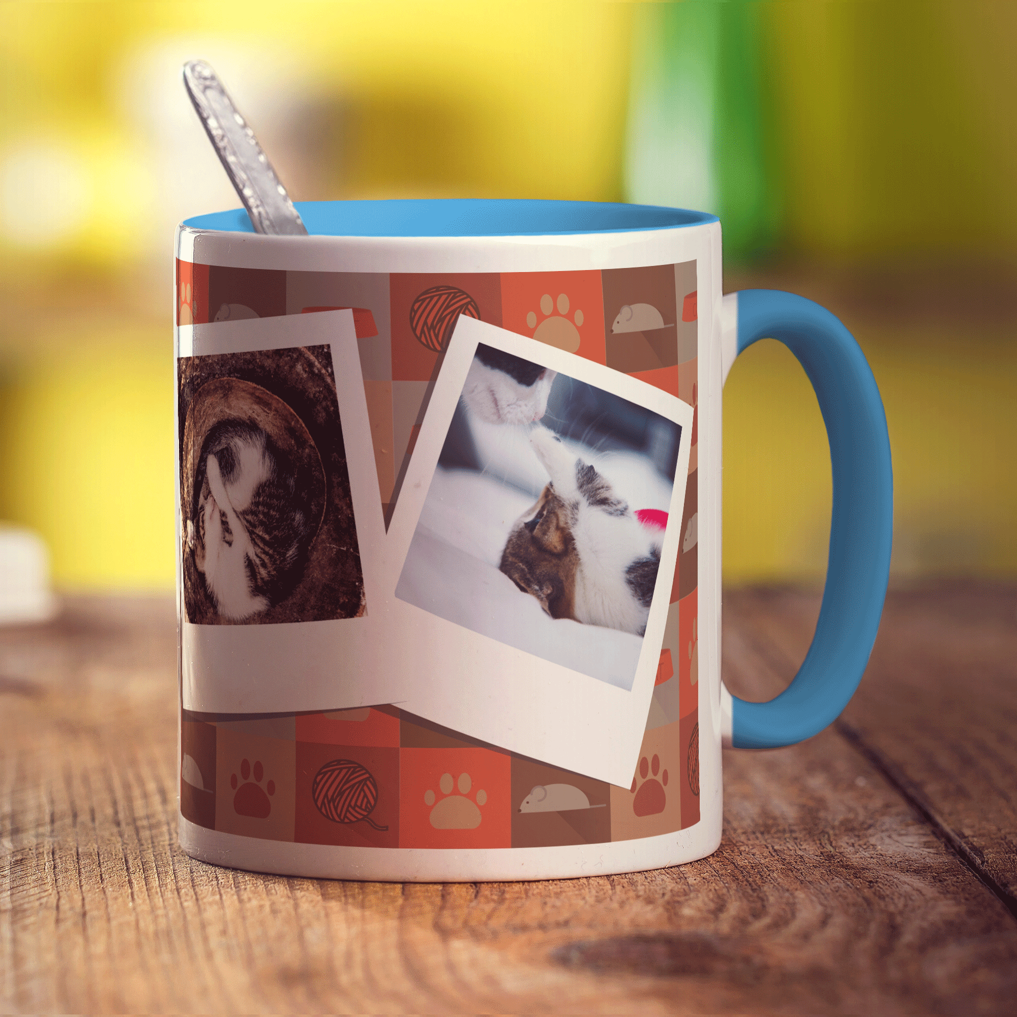 Cat Pattern Polaroid Photo Mug