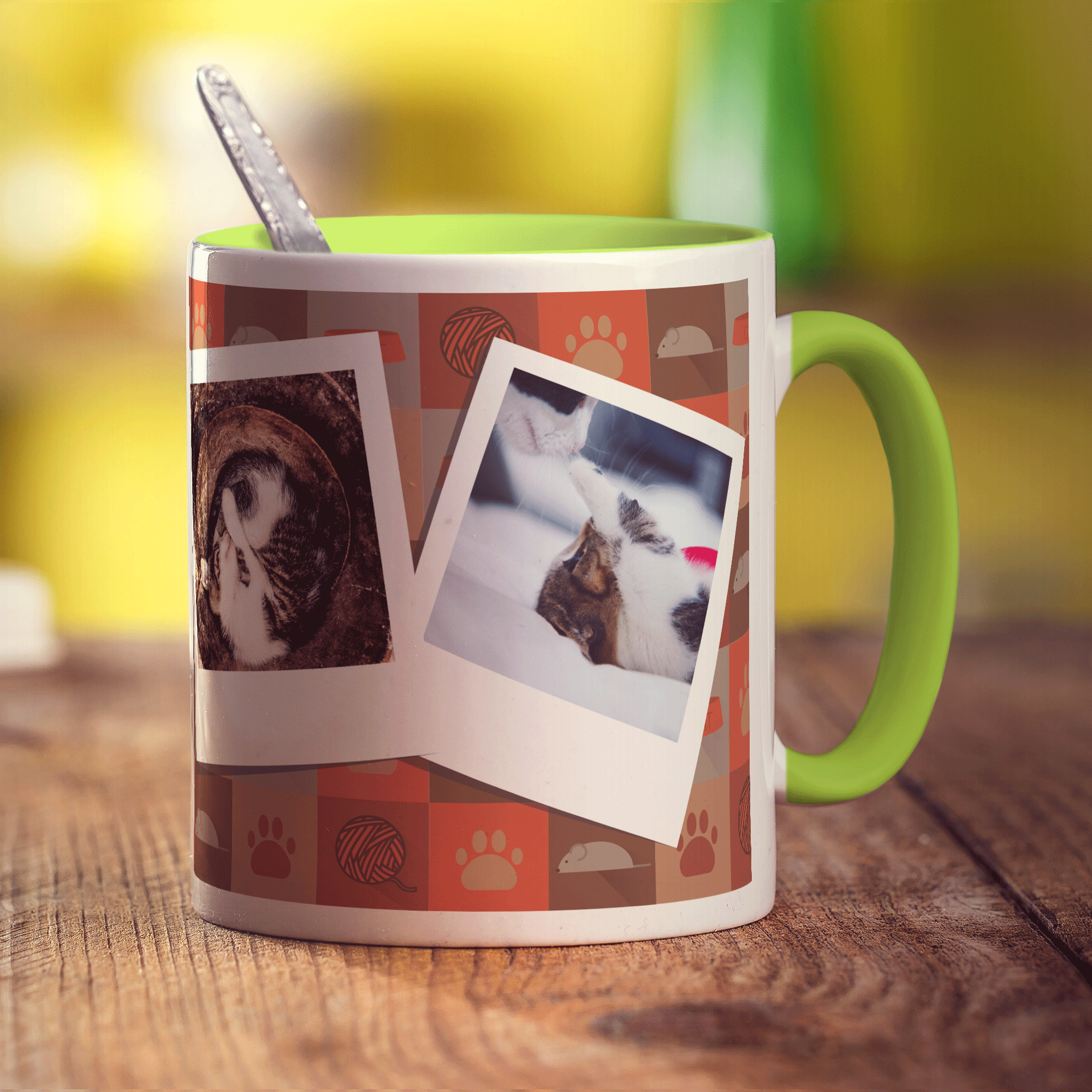 Cat Pattern Polaroid Photo Mug