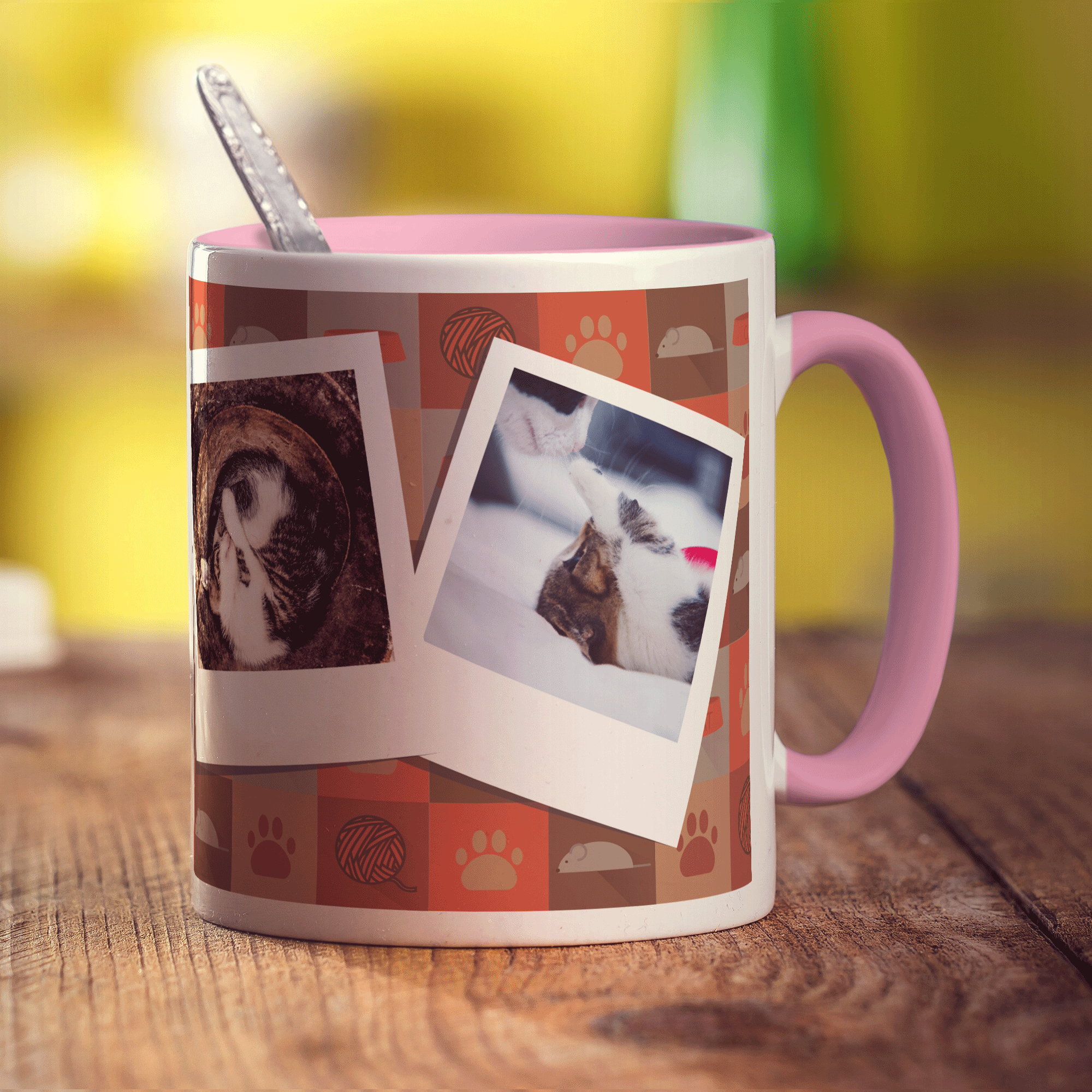 Cat Pattern Polaroid Photo Mug