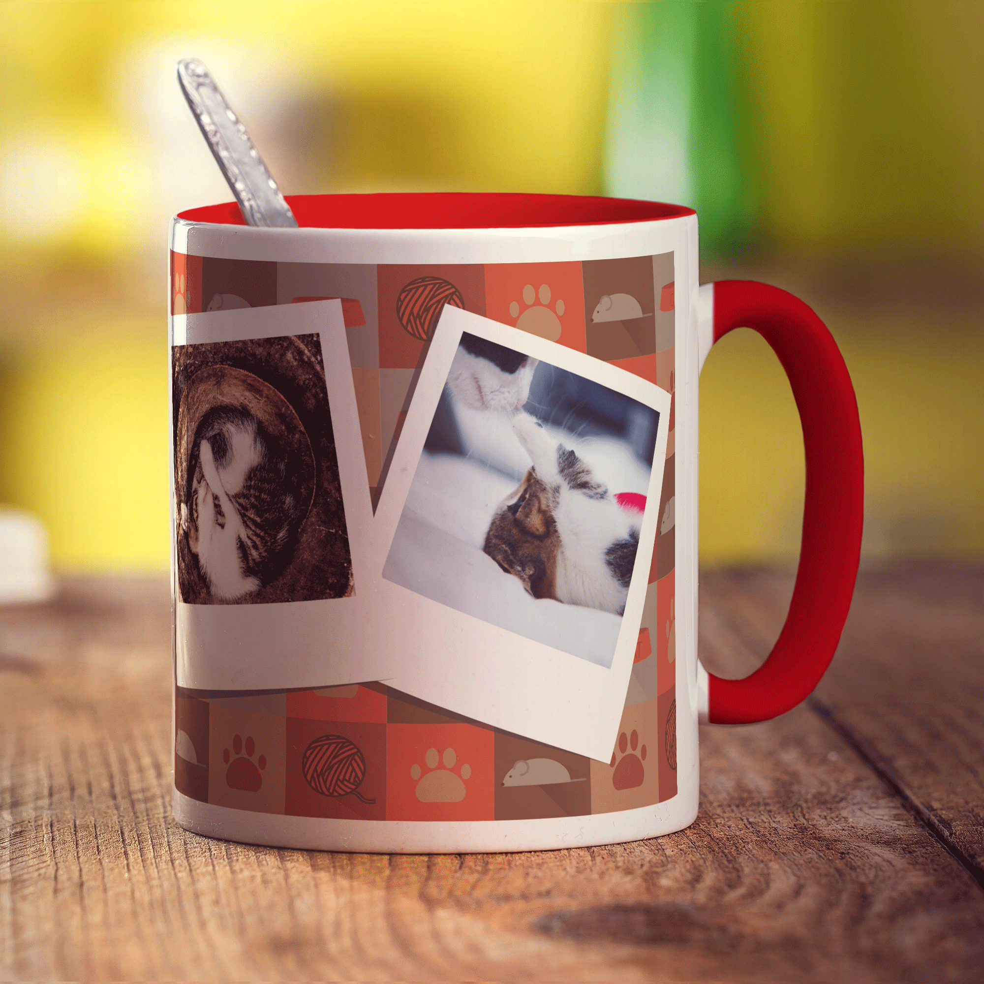 Cat Pattern Polaroid Photo Mug