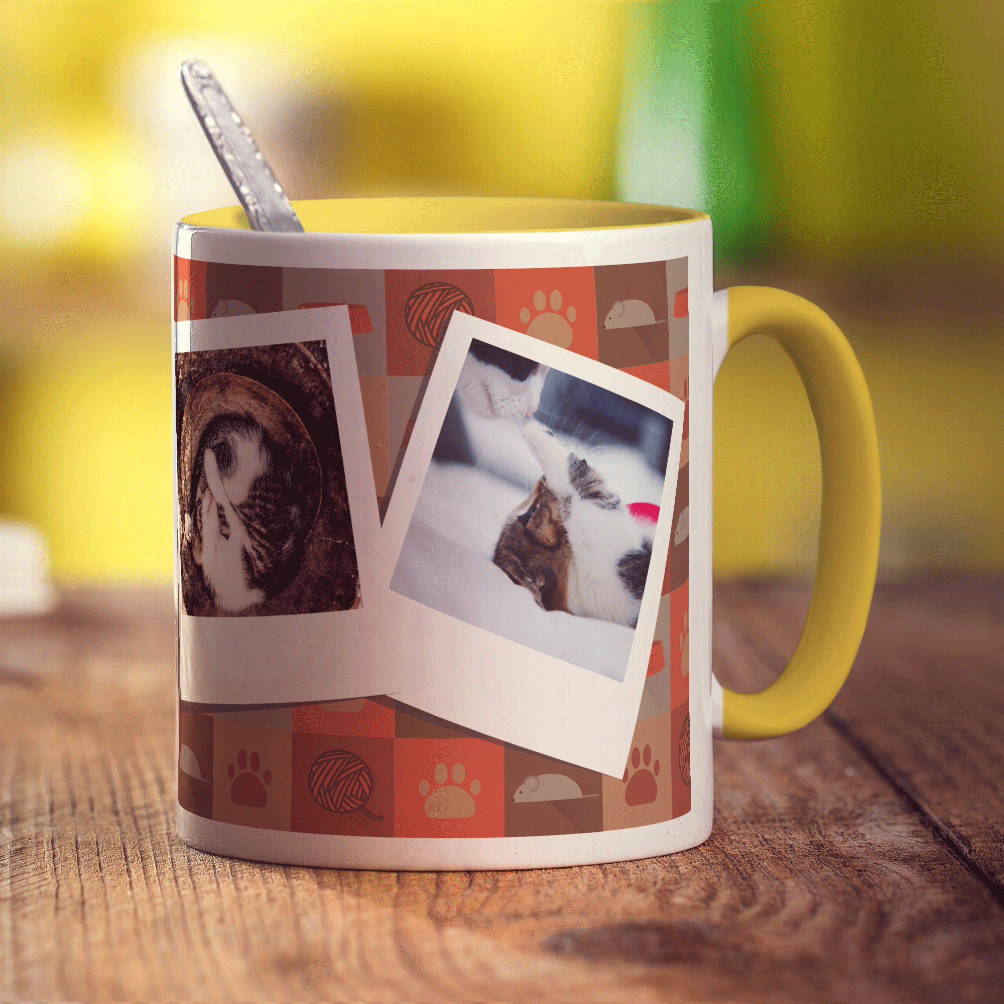 Cat Pattern Polaroid Photo Mug