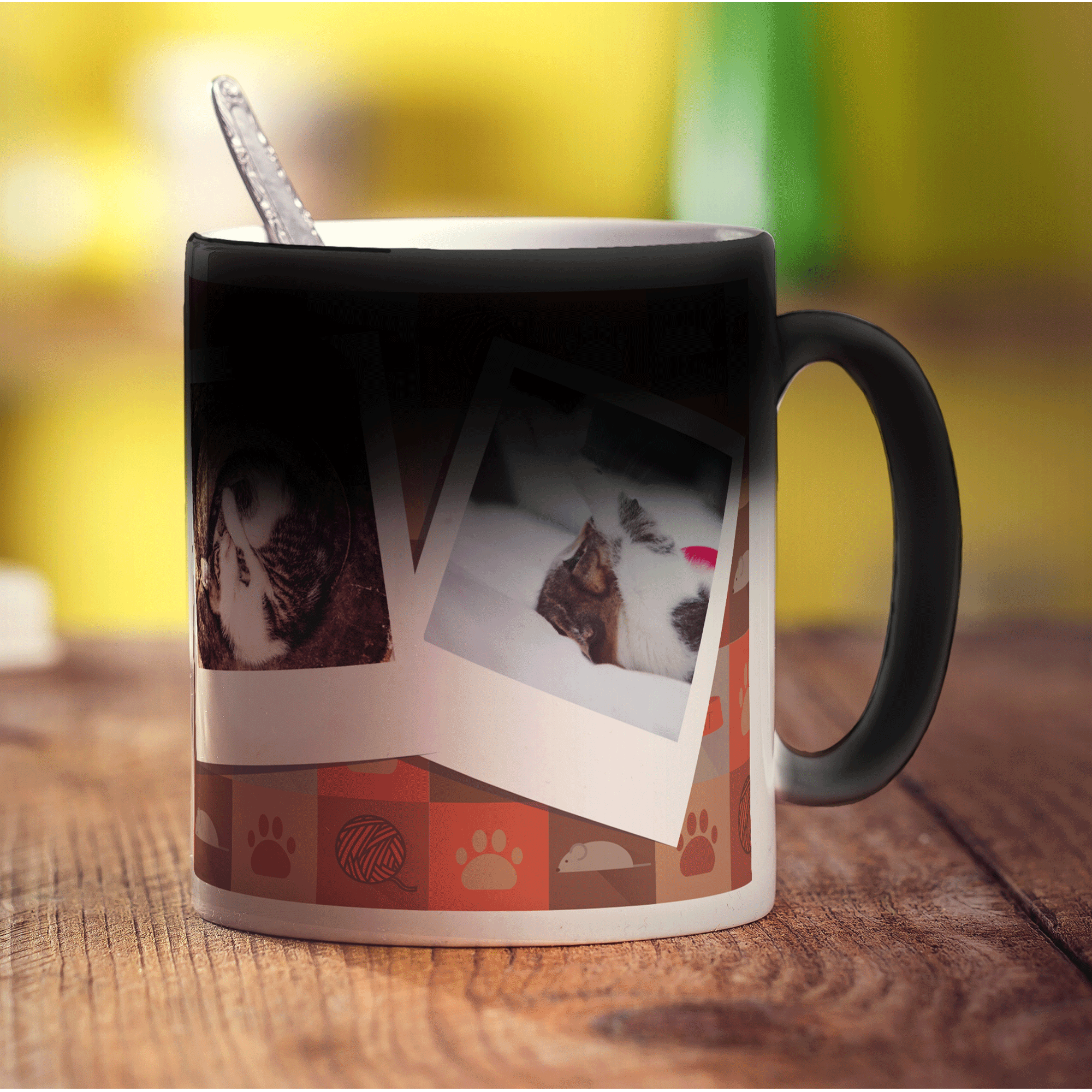 Cat Pattern Polaroid Photo Mug