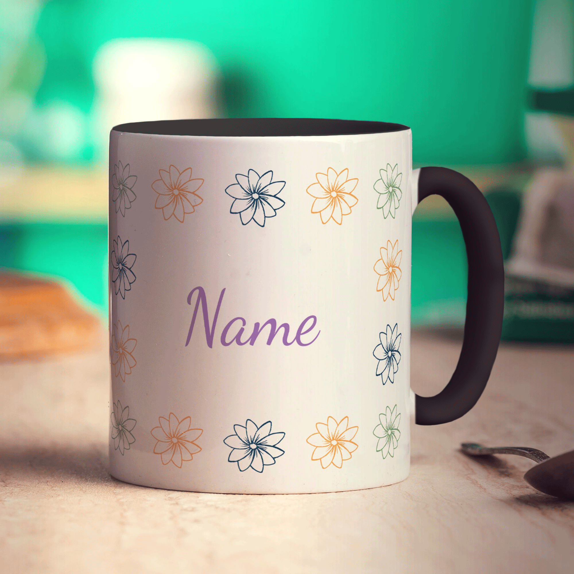 Flower Pattern Name Mug