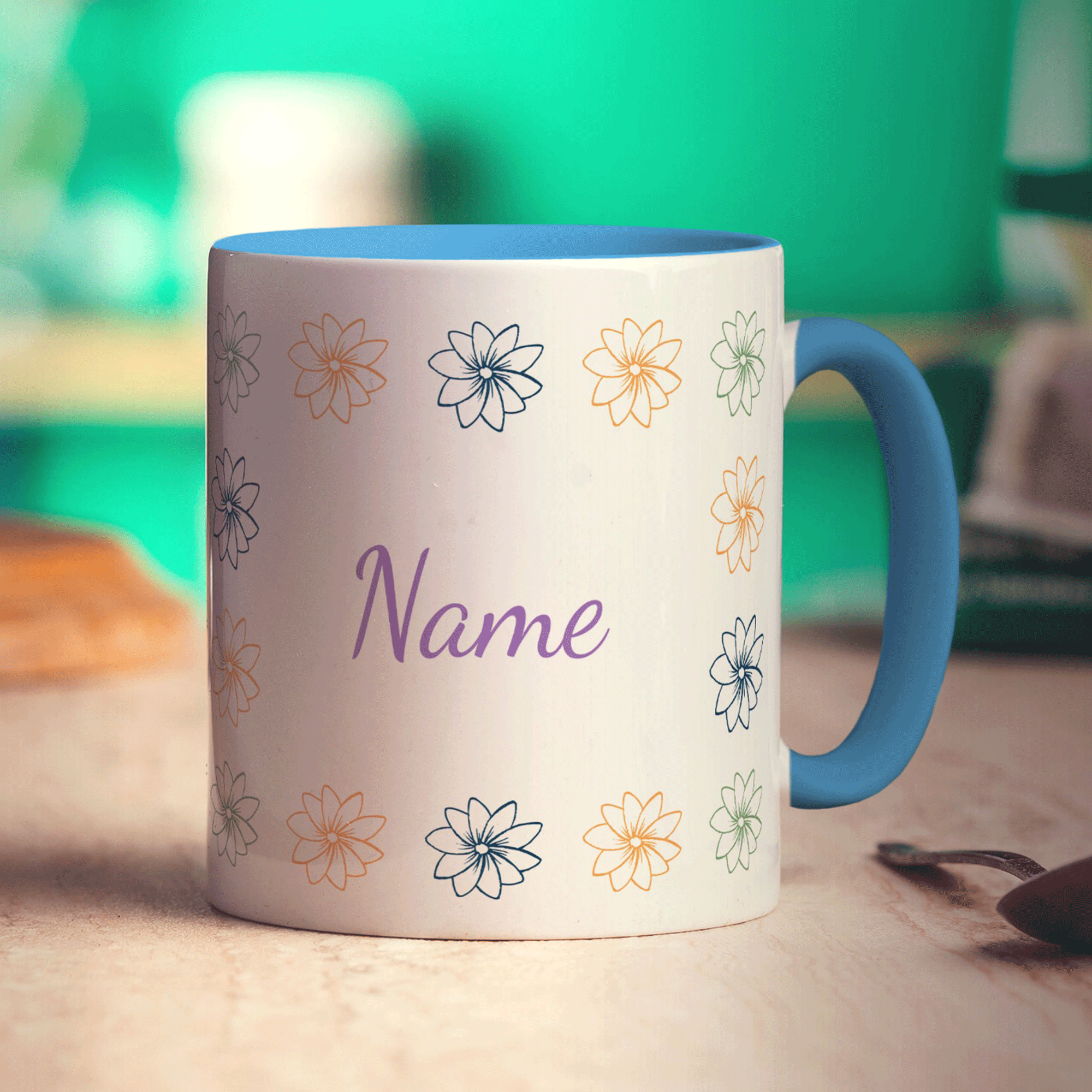 Flower Pattern Name Mug