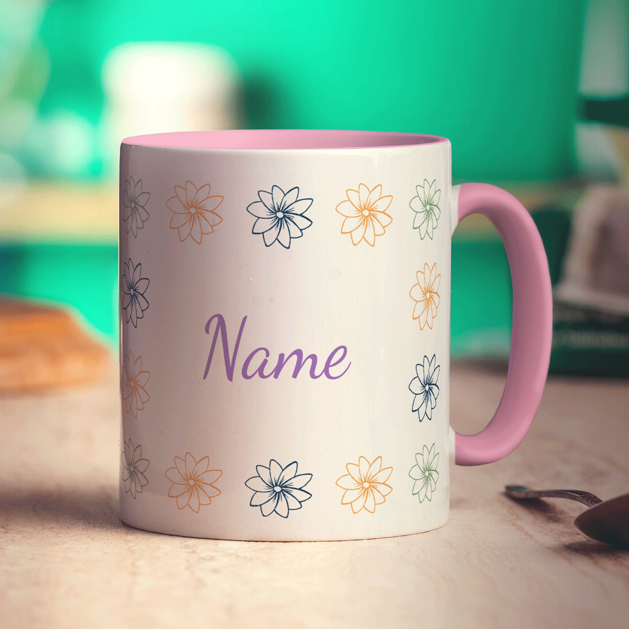 Flower Pattern Name Mug