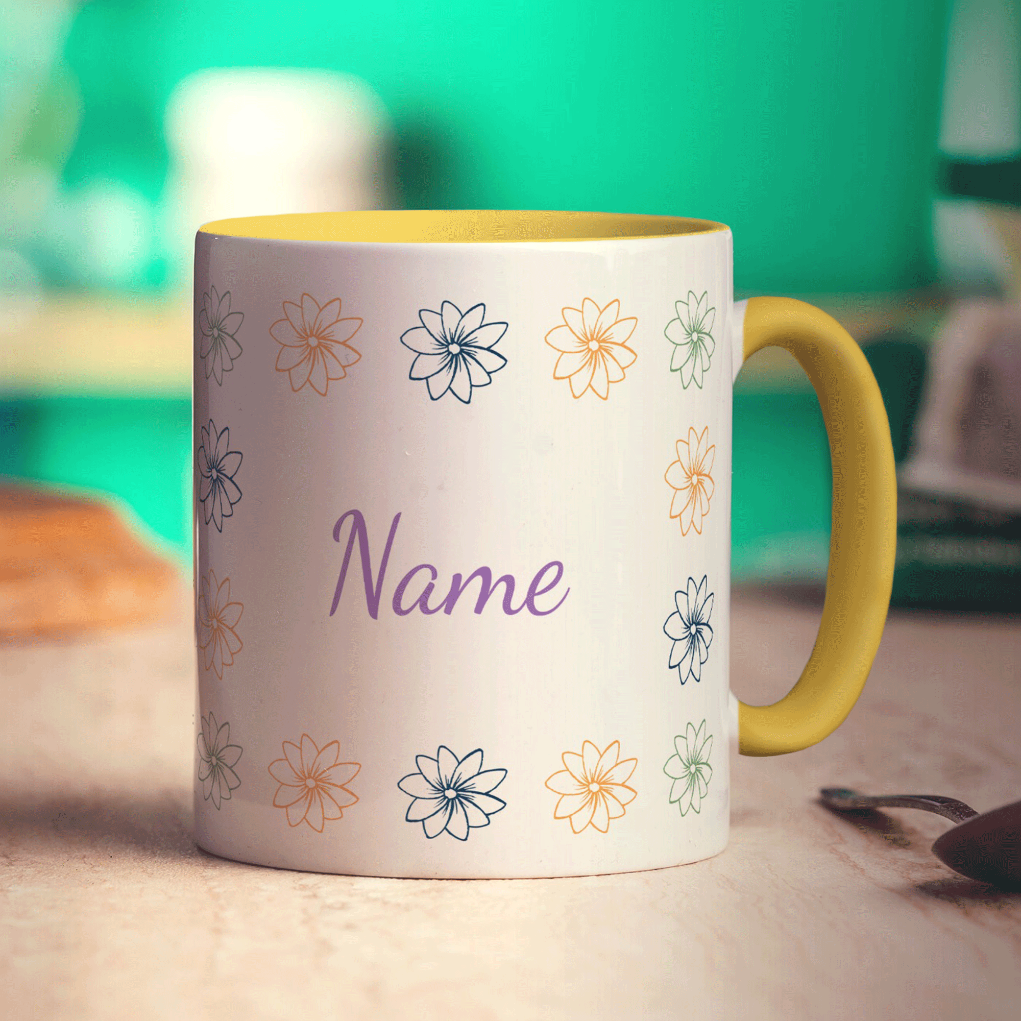 Flower Pattern Name Mug