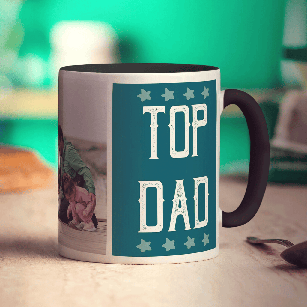 Top Dad Photo Mug - Standard 330ml (11oz) / Black