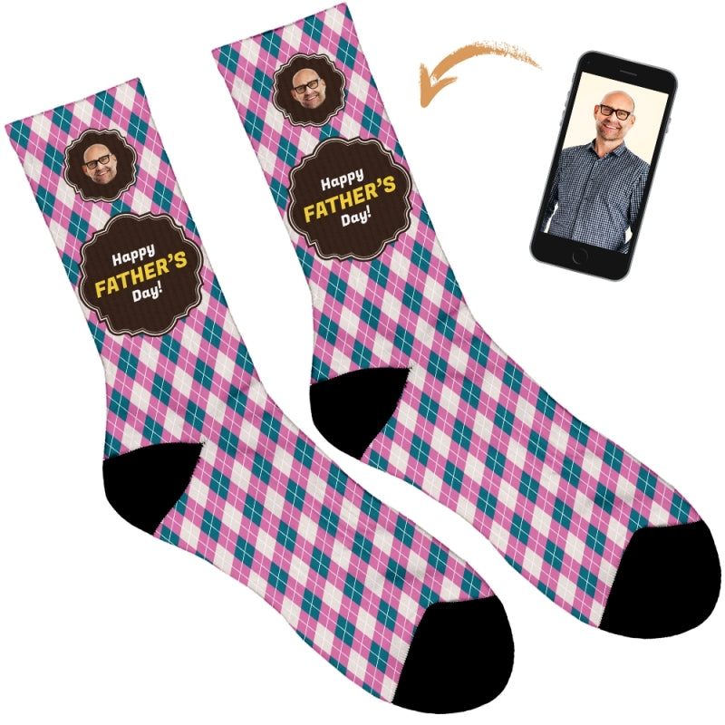 Happy Father's Day Argyle Personalised Socks