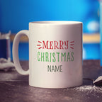 4 Photo Grid Christmas Present with Name Mug