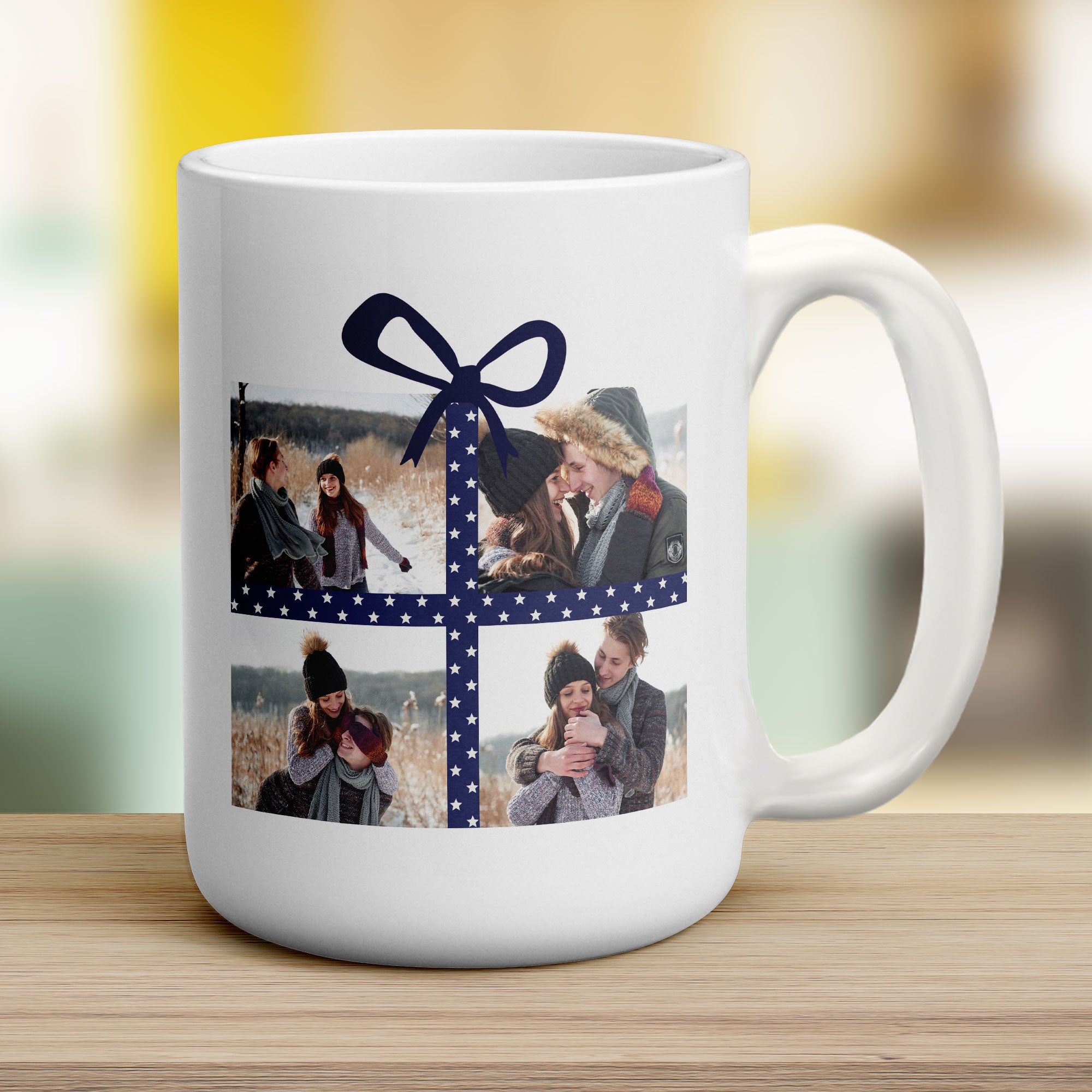 4 Photo Grid Present Mug